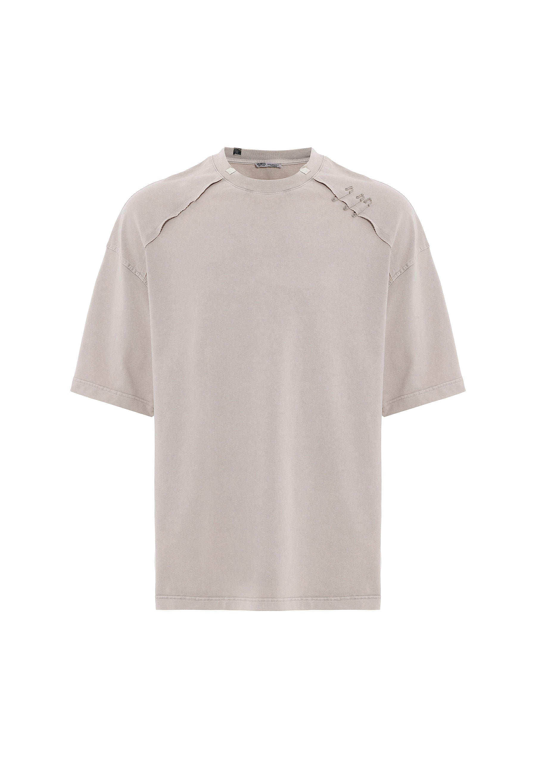 Oversized Washed Crew‑Neck T-shirts with Detail