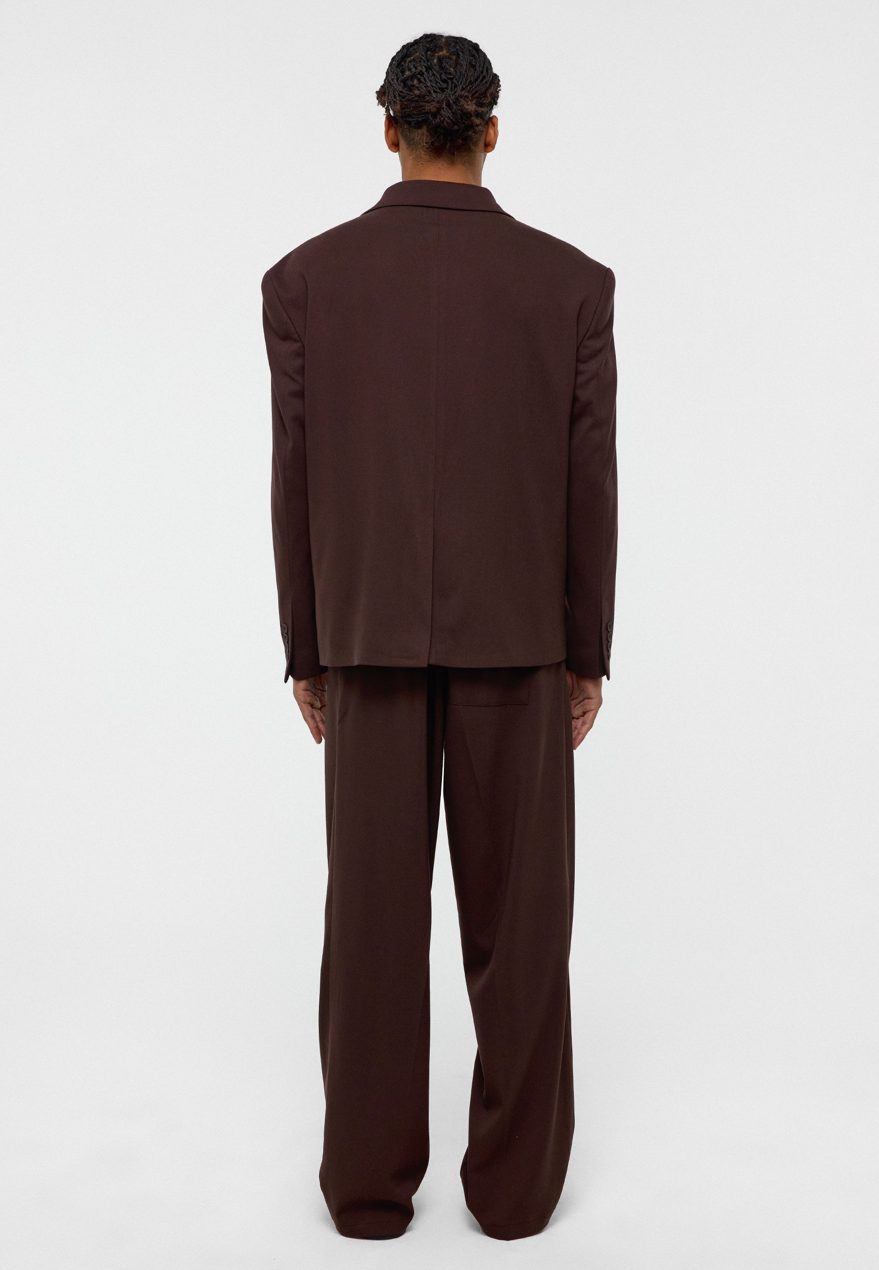 Oversized Single‑Button Suit Trousers – Relaxed Volume, Refined Linen Blend