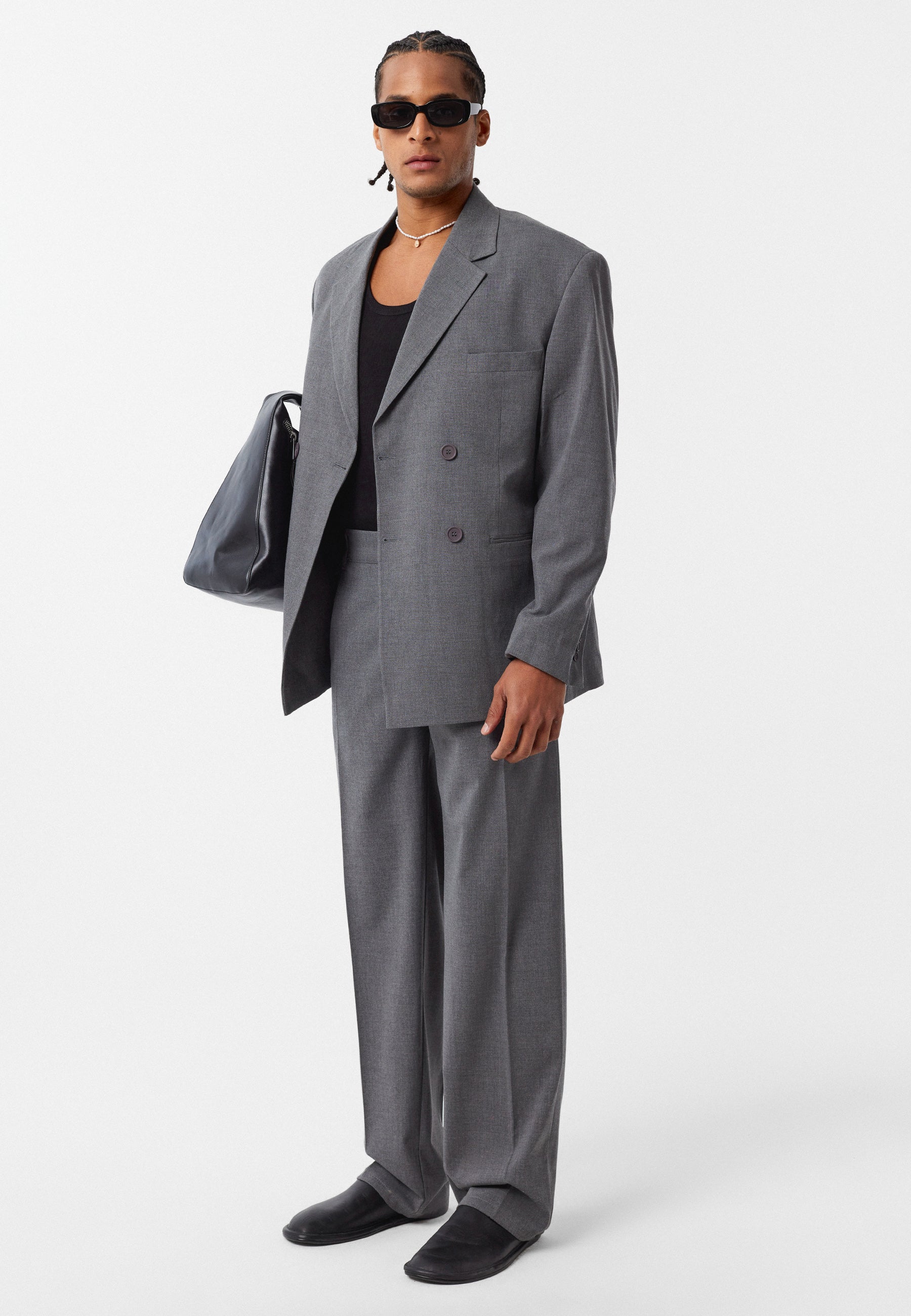 Men’s Loose Fit Blazer in Dark Grey Minimalist Relaxed Tailoring