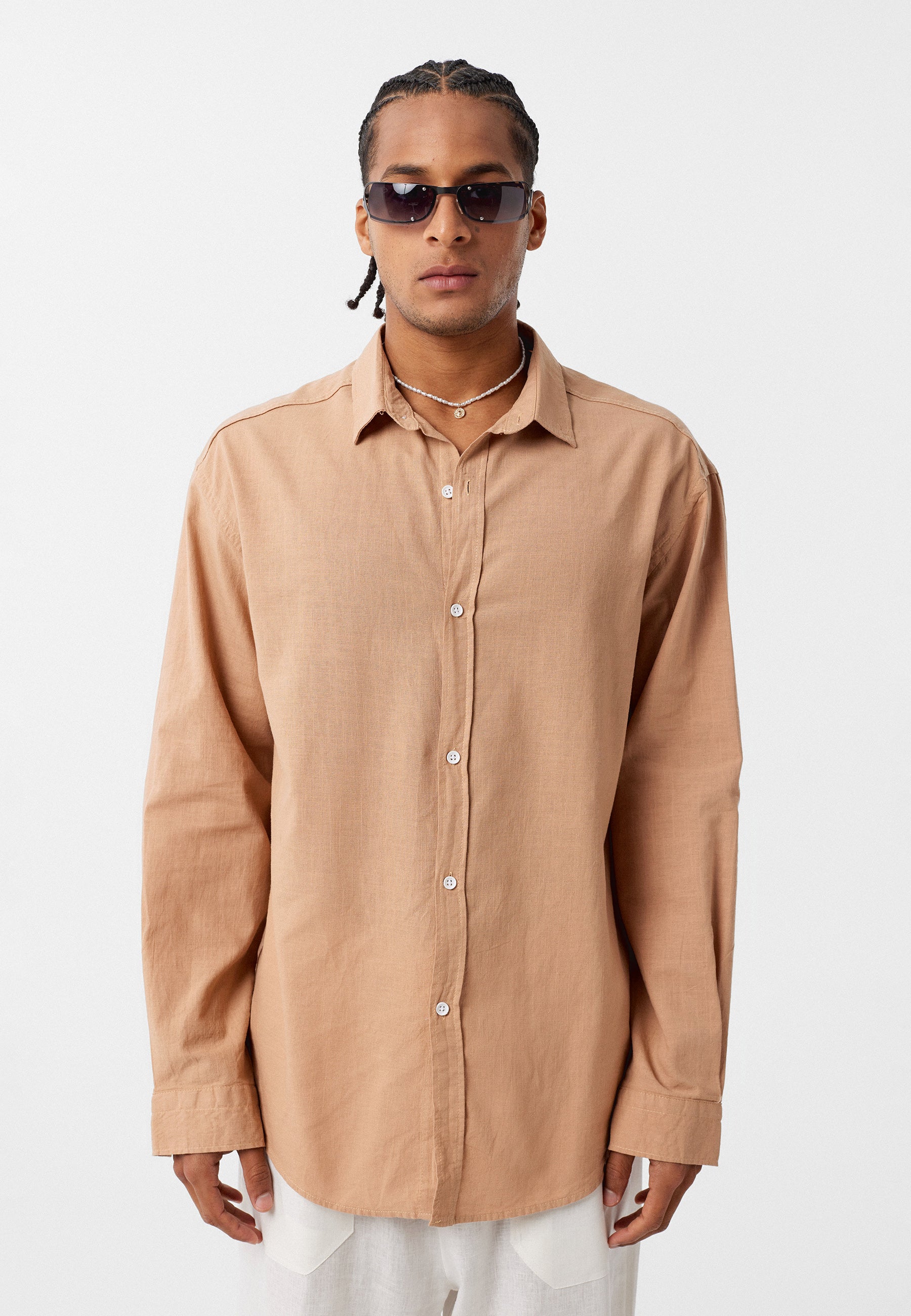 Dusty Camel Button‑Up Shirt – Warm & Relaxed Everyday Feel
