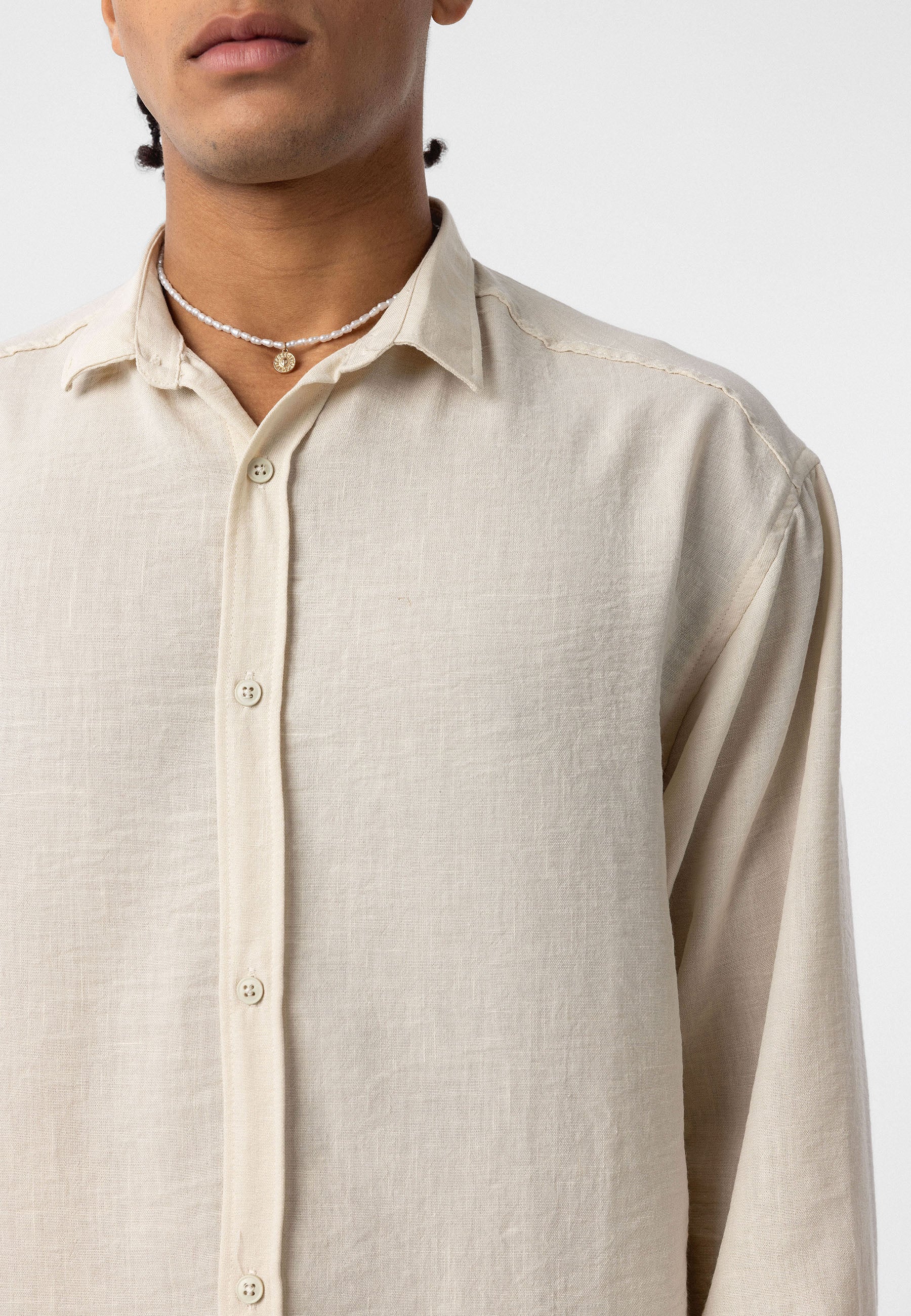 Natural Oat Beige Linen-Blend Shirt – Effortless Summer Classic