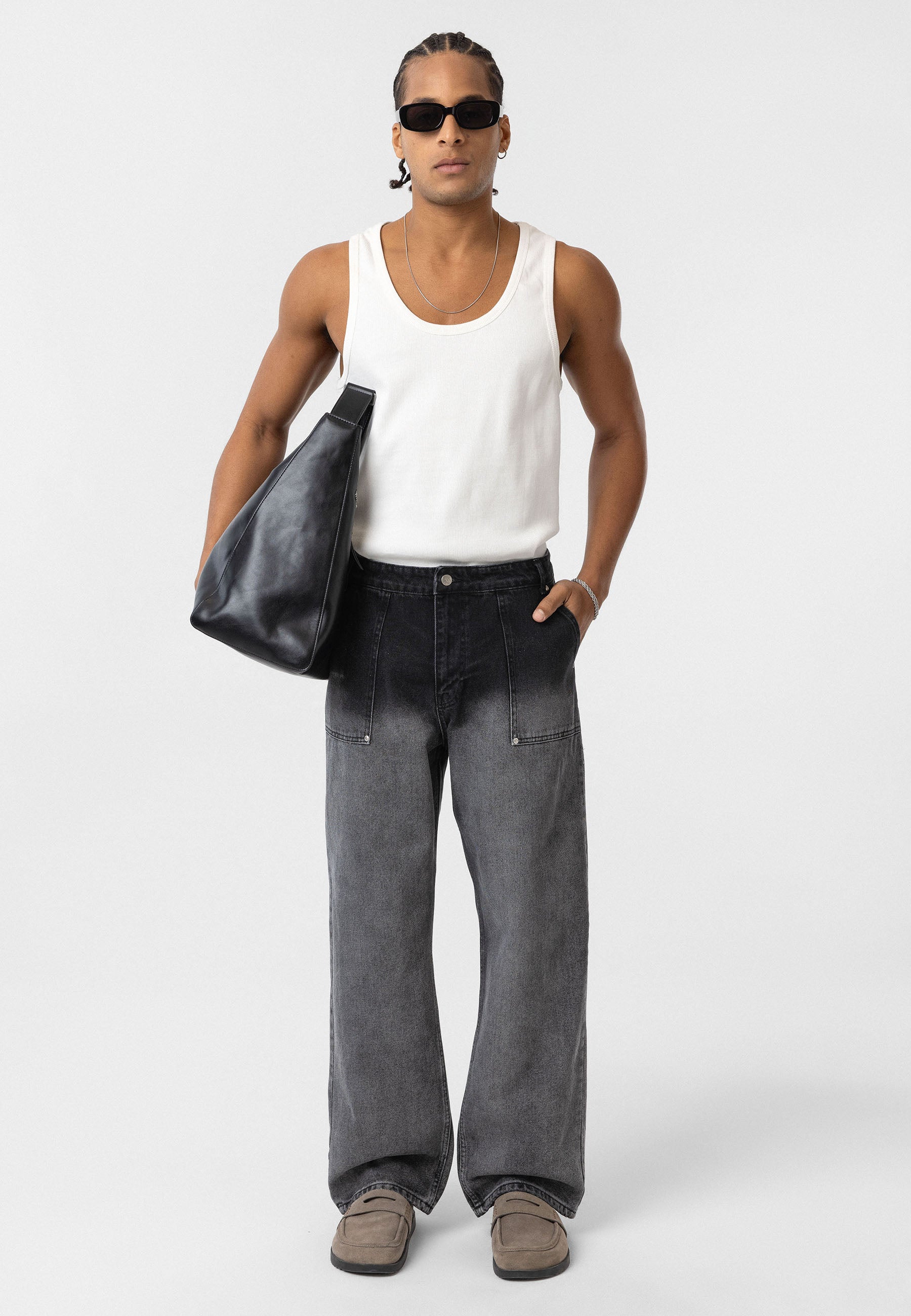 Pocket-Detail Baggy Jeans – Pants