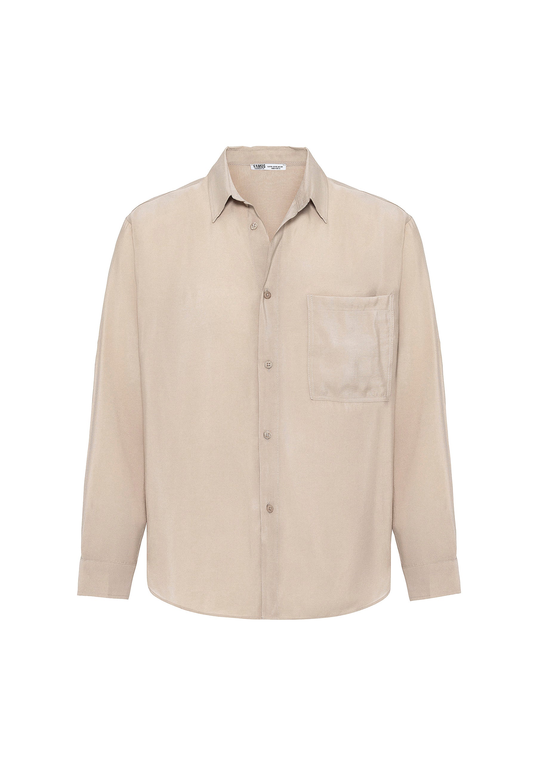 Beige Button-Up Shirt – Regular Fit, Clean Everyday Look
