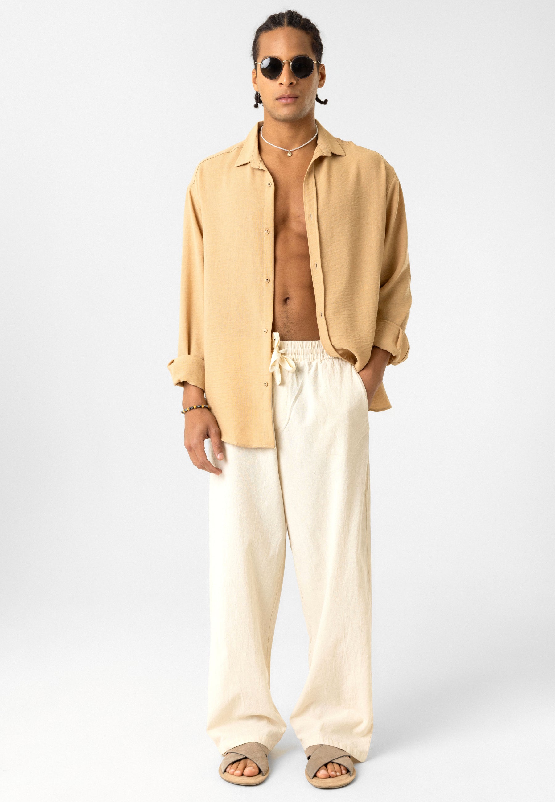 Elastic Waist Baggy Linen Pants – Breezy Fit, Effortless Vibe