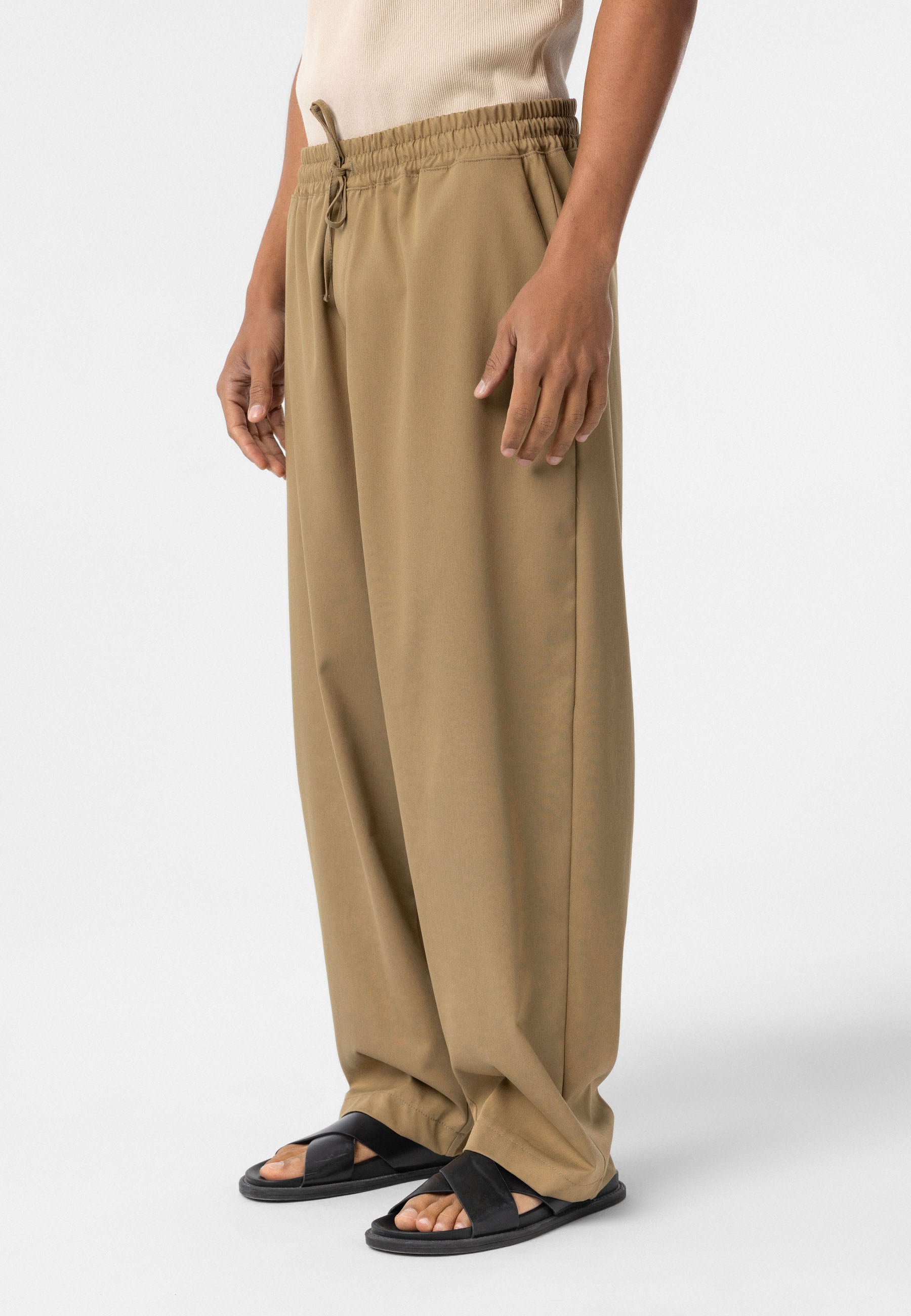 Slim Tapered Pants, Relaxed Fit Bottoms, Stretch Cotton Trousers, Neutral Casual Pants, Men’s Essential Taper Fit