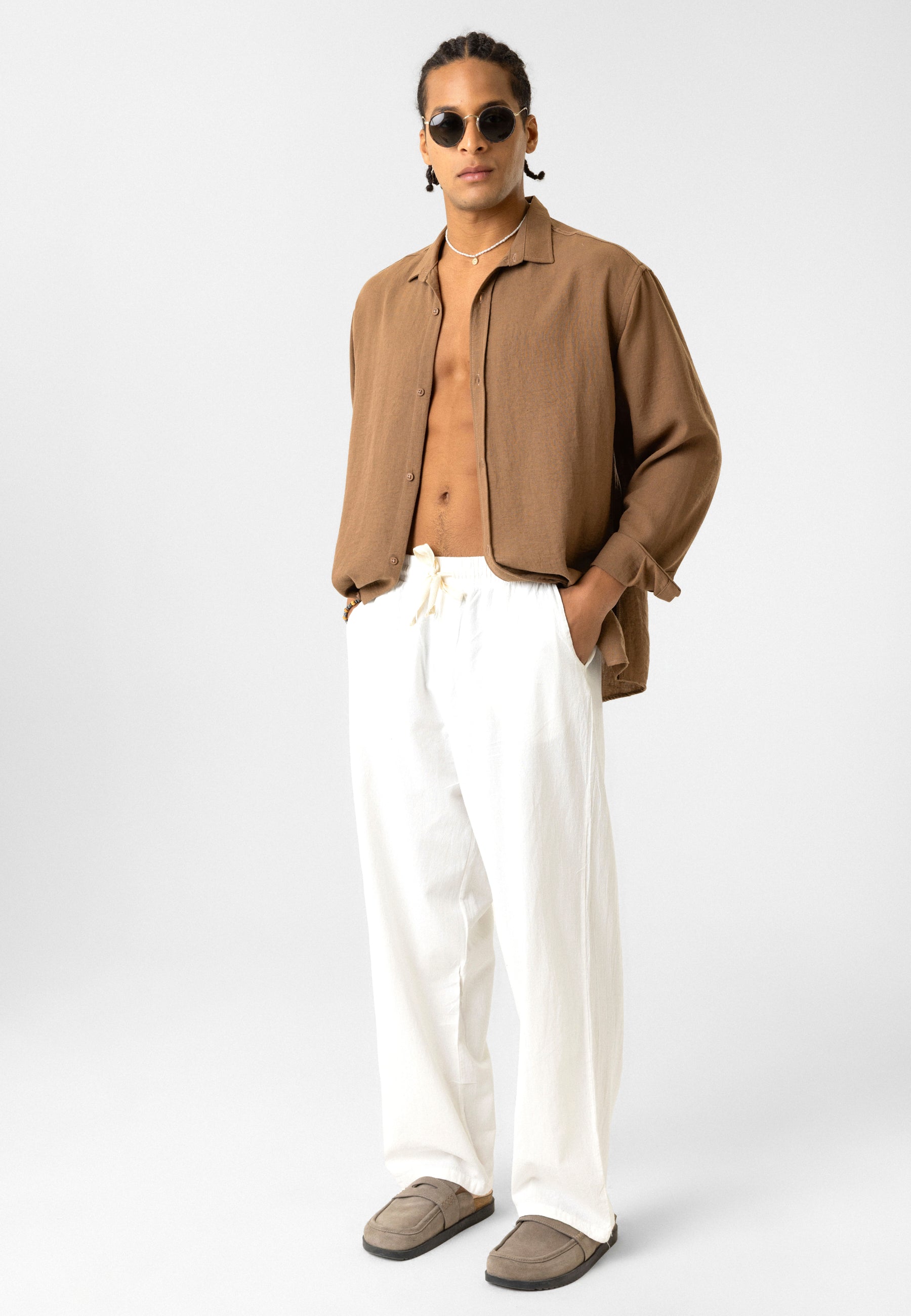 Elastic Waist Baggy Linen Pants – Breezy Fit, Effortless Vibe