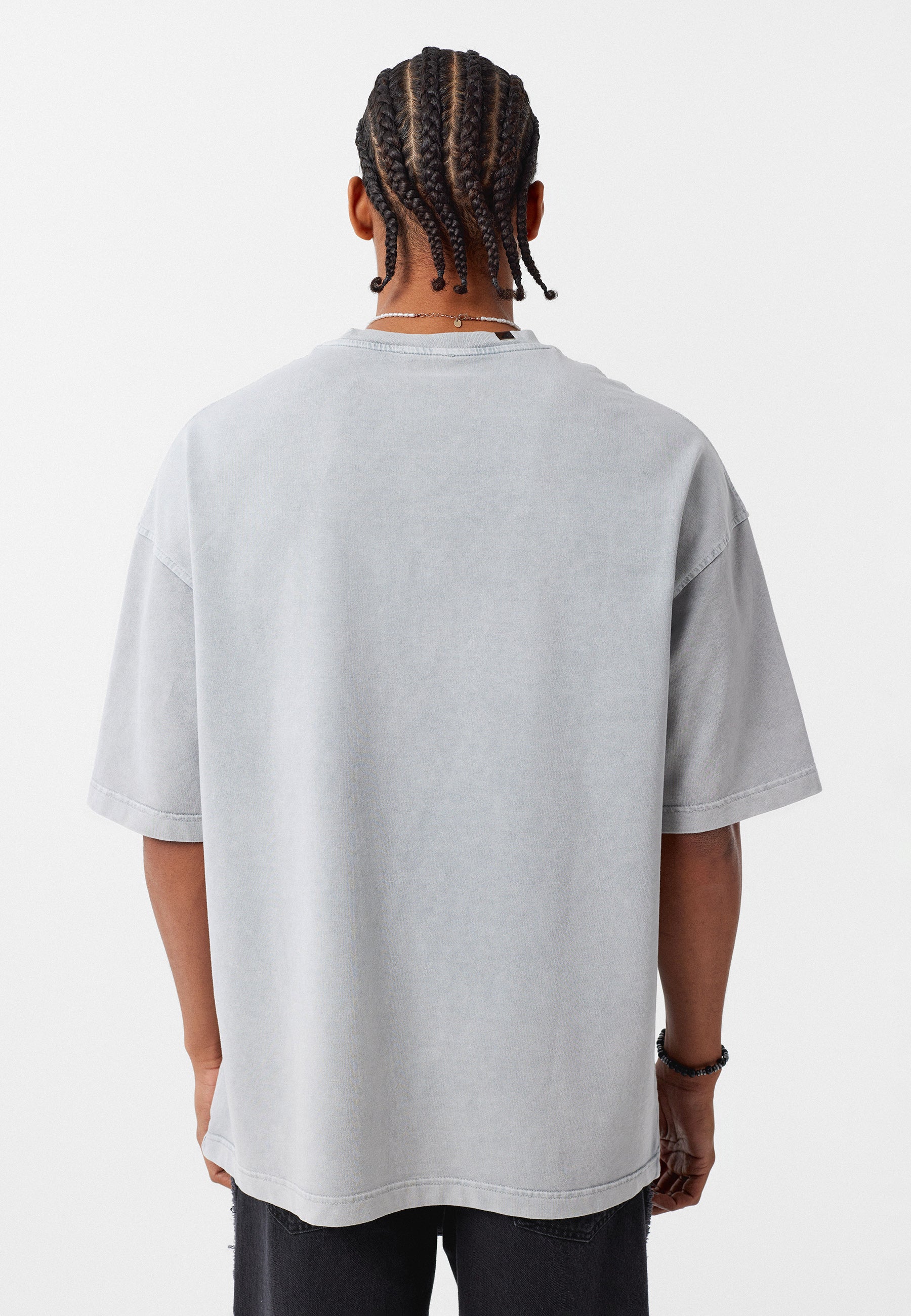 Oversized Washed Crew‑Neck T-shirts with Detail