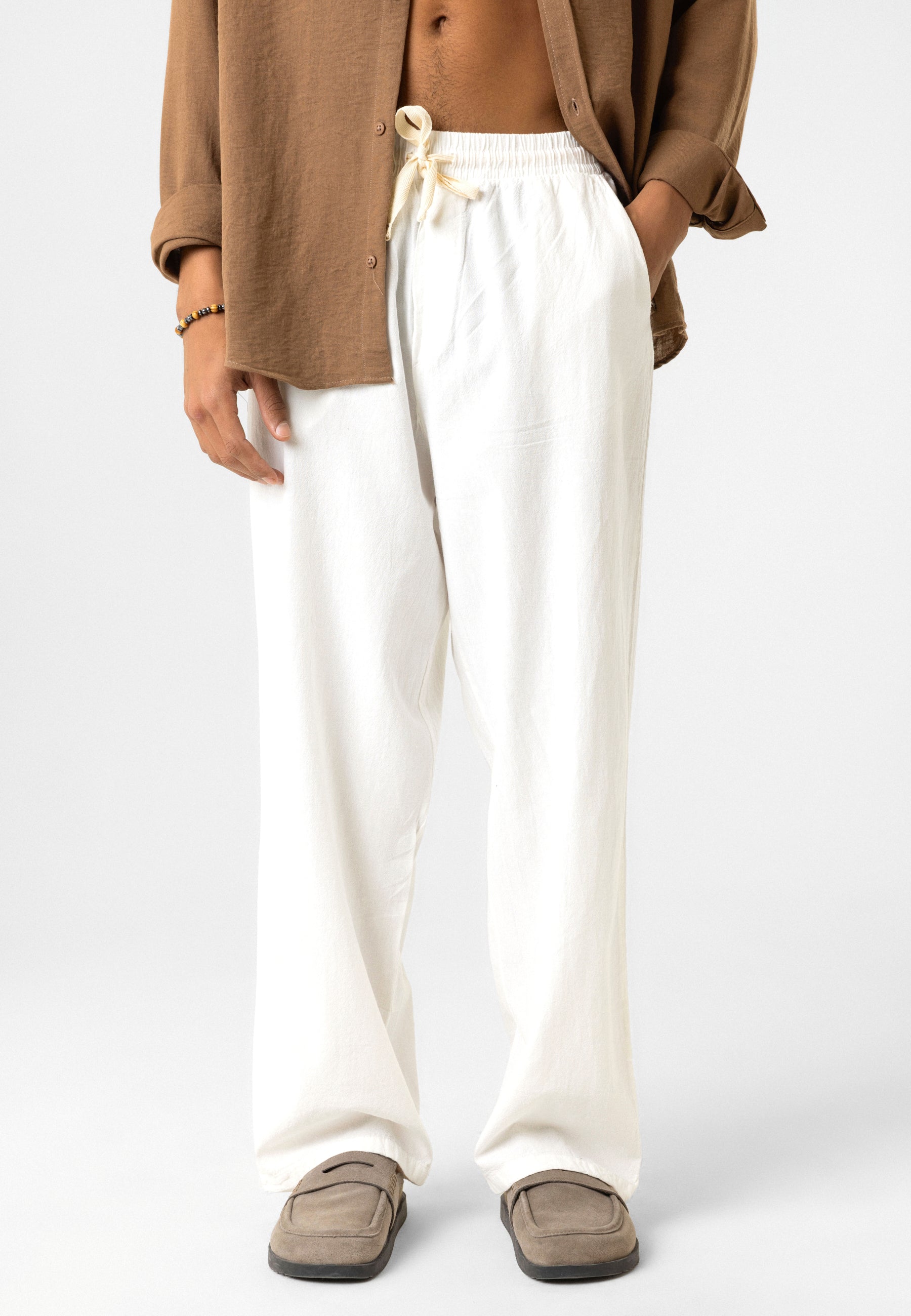 Elastic Waist Baggy Linen Pants – Breezy Fit, Effortless Vibe