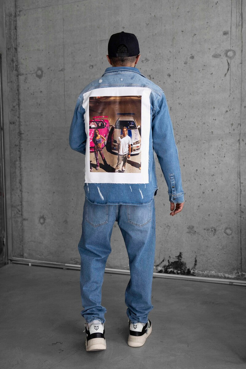 2 FAST 2 FURIOUS PRINTED DENIM JACKET BLUE 16964