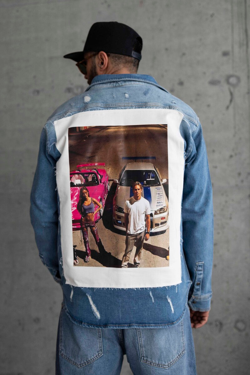 2 FAST 2 FURIOUS PRINTED DENIM JACKET BLUE 16964