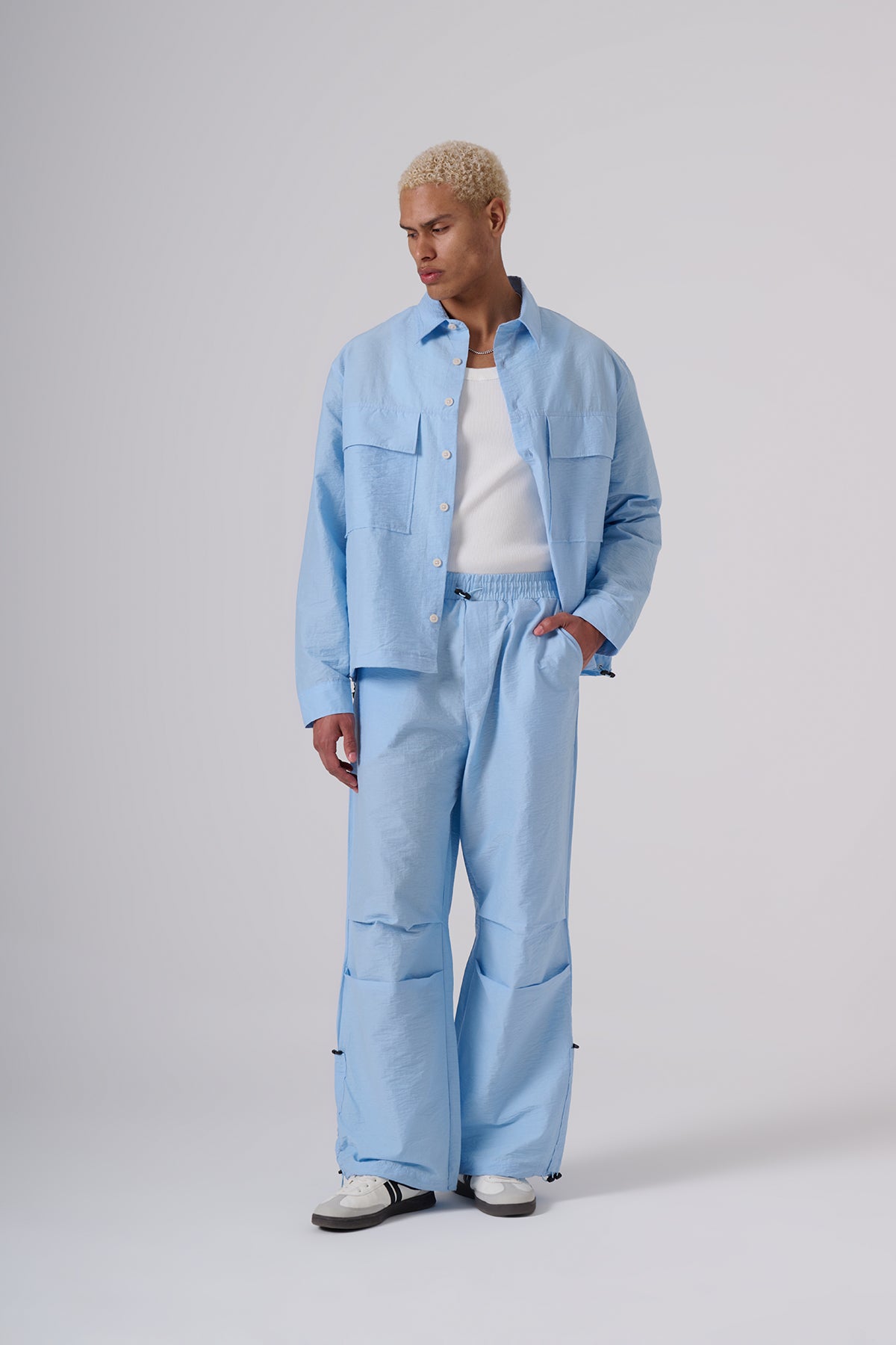 Sky Blue Oversized Relaxed Fit with Subtle Heart Embroidery