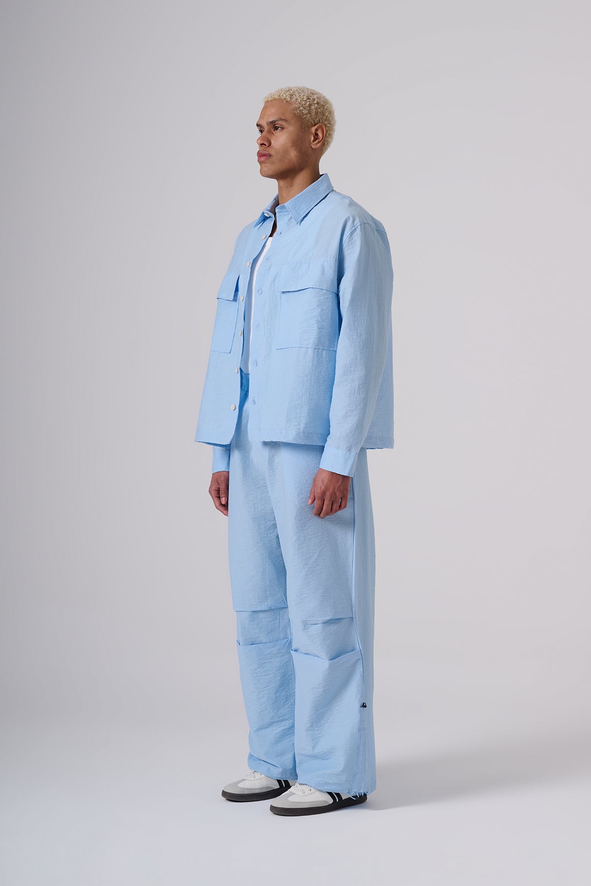 Sky Blue Oversized Relaxed Fit with Subtle Heart Embroidery