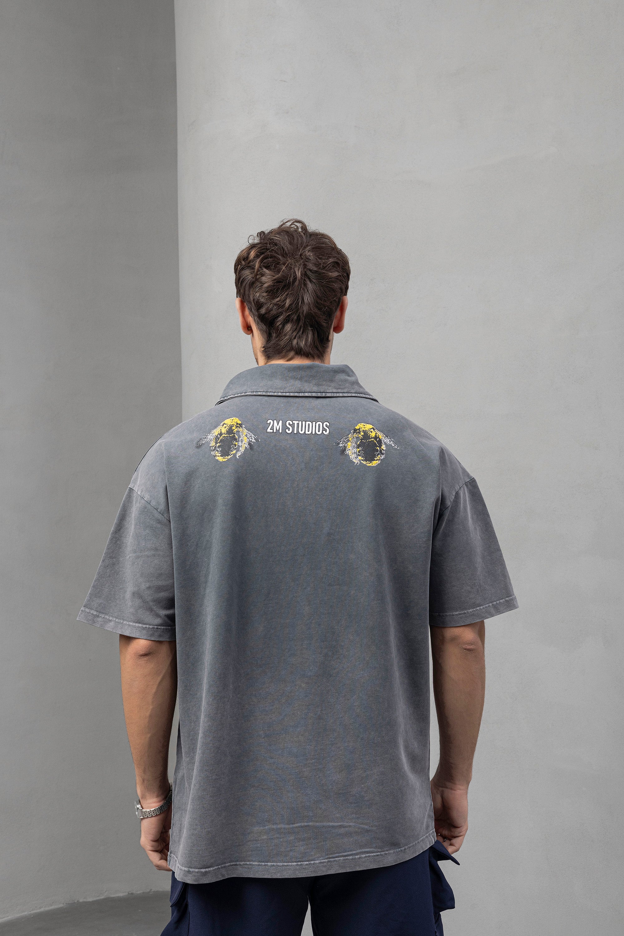 Black Oversized Polo T‑Shirt – Relaxed Smart-Casual Style
