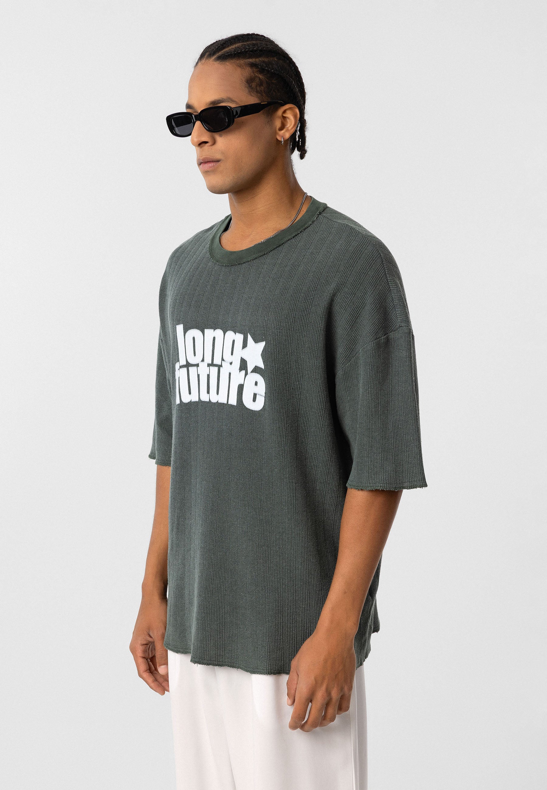 Oversized Knit T-shirts Garment-Washed Texture & Relaxed Comfort