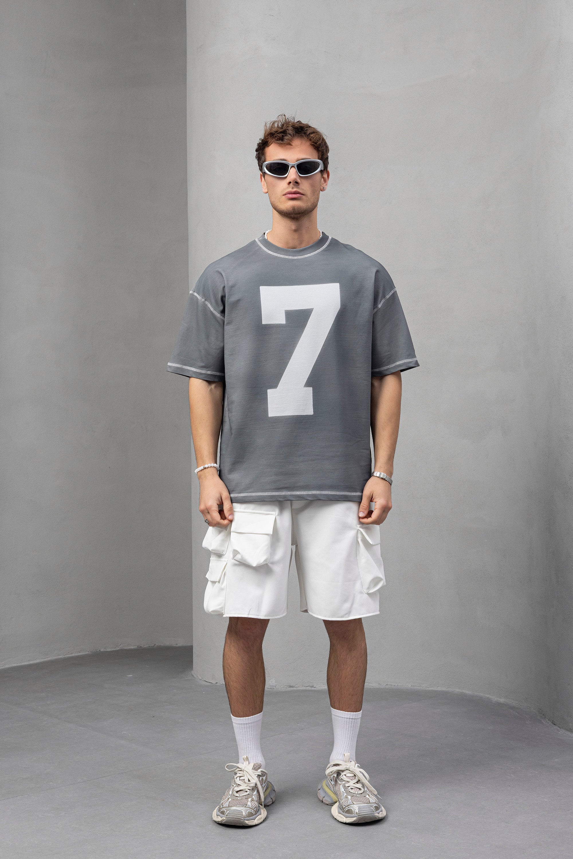 Grey Printed T-Shirt – Relaxed Unisex Fit with Graphic Detail