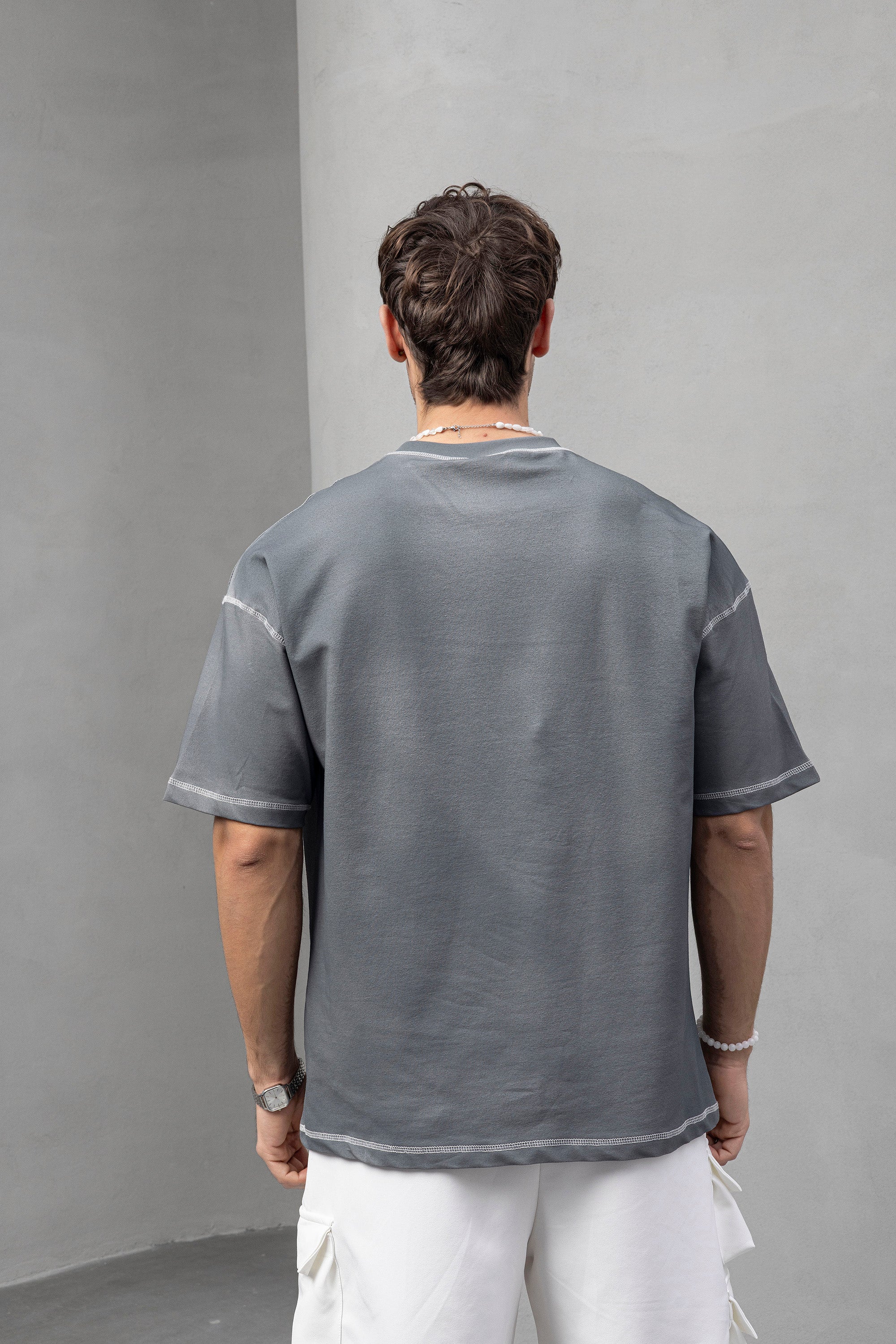 Grey Printed T-Shirt – Relaxed Unisex Fit with Graphic Detail
