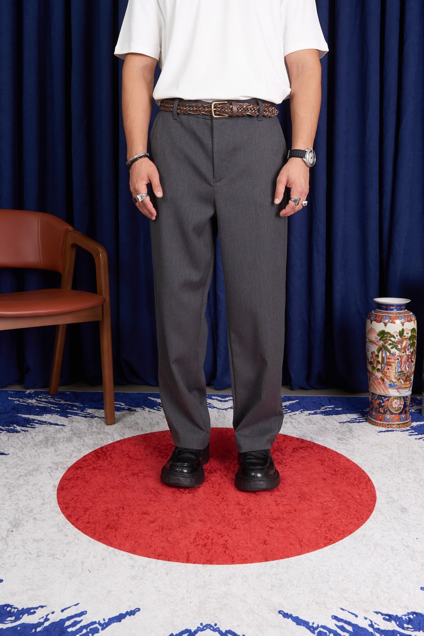 Men’s Korean Minimalist Wide-Leg Trouser | Casual Relaxed-Fit Pants