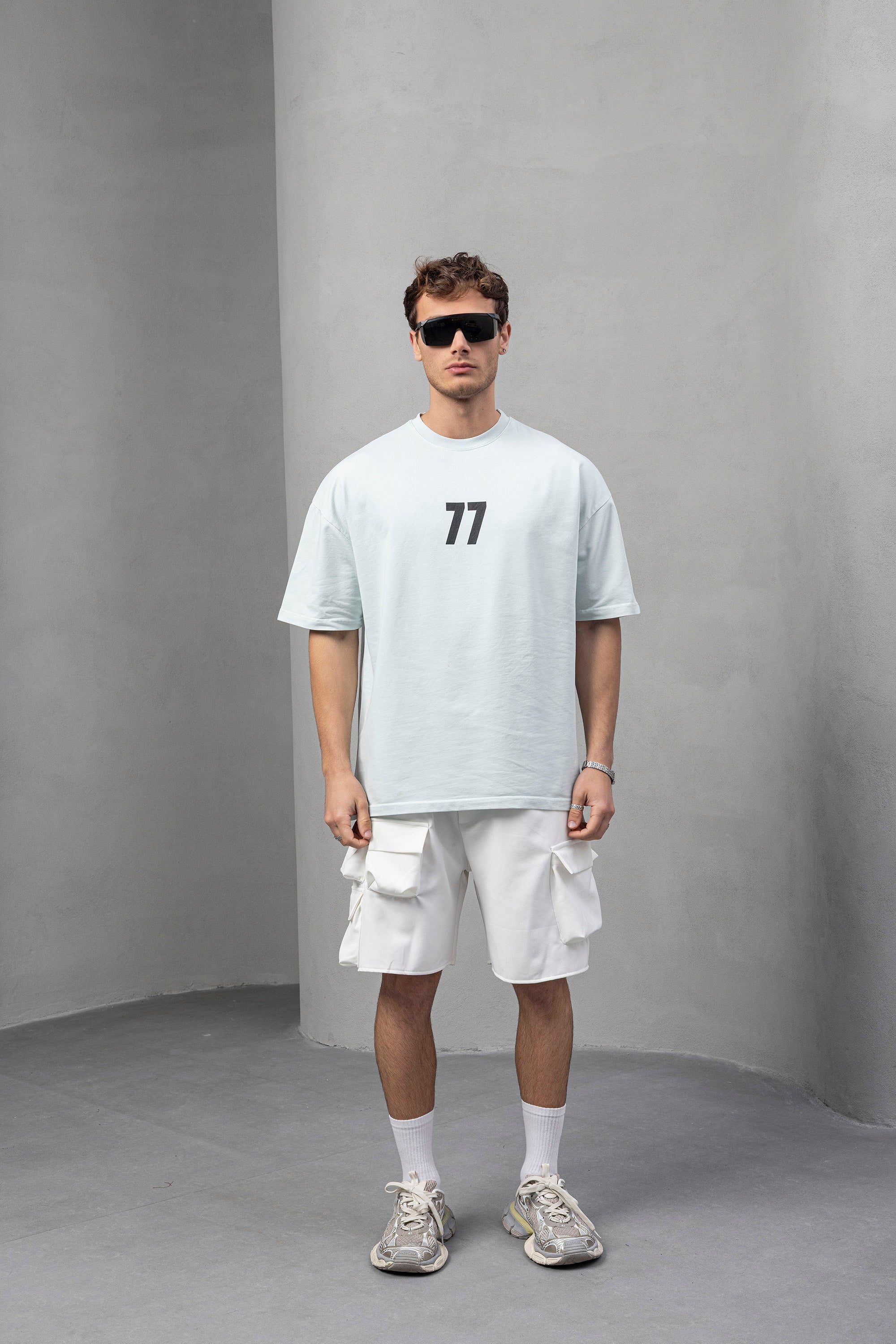 77 Print Oversized Tee – Icewashed Cotton