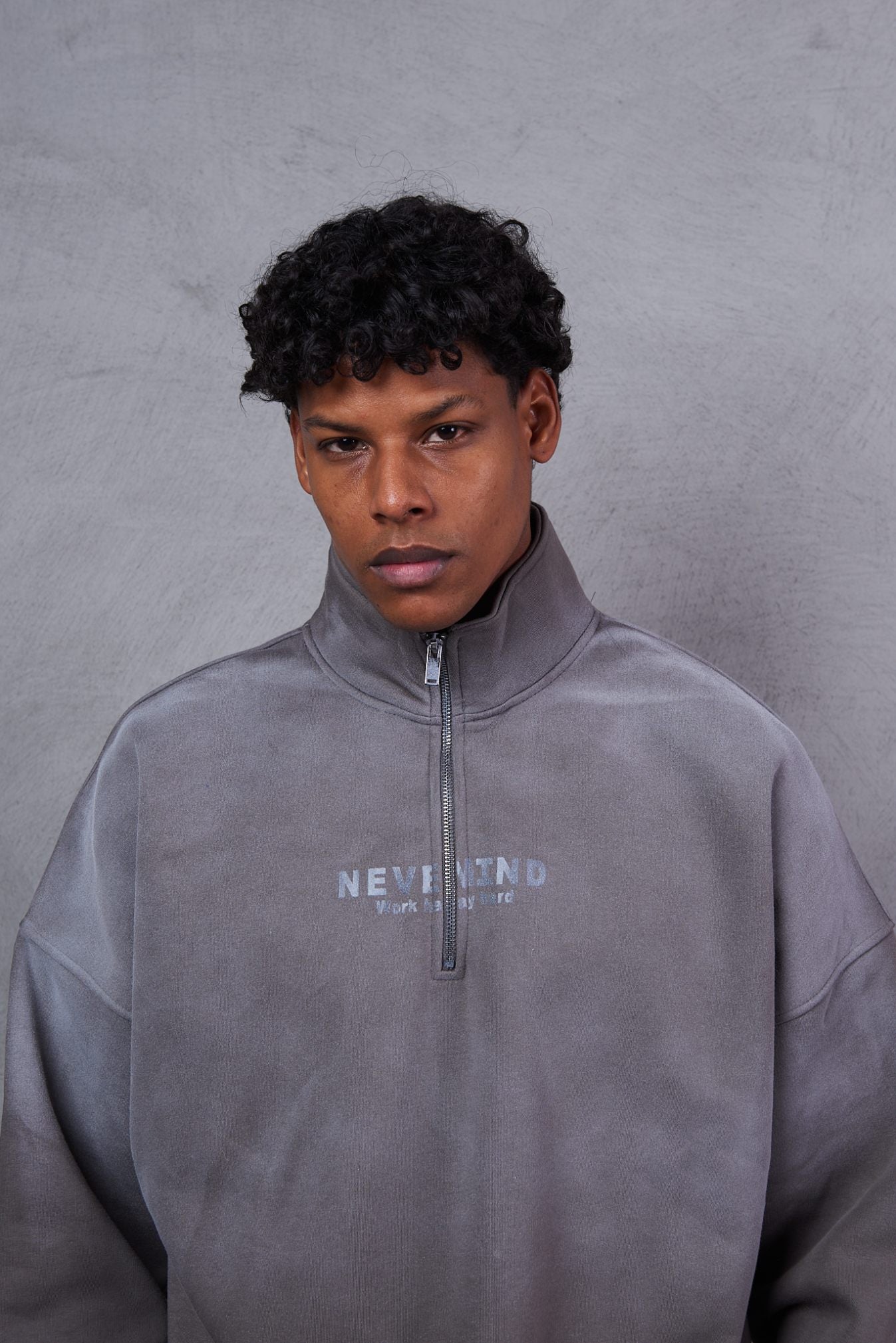 Alexander Wang Oversized Half-Zip Sweatshirt – Washed Asphalt / Black