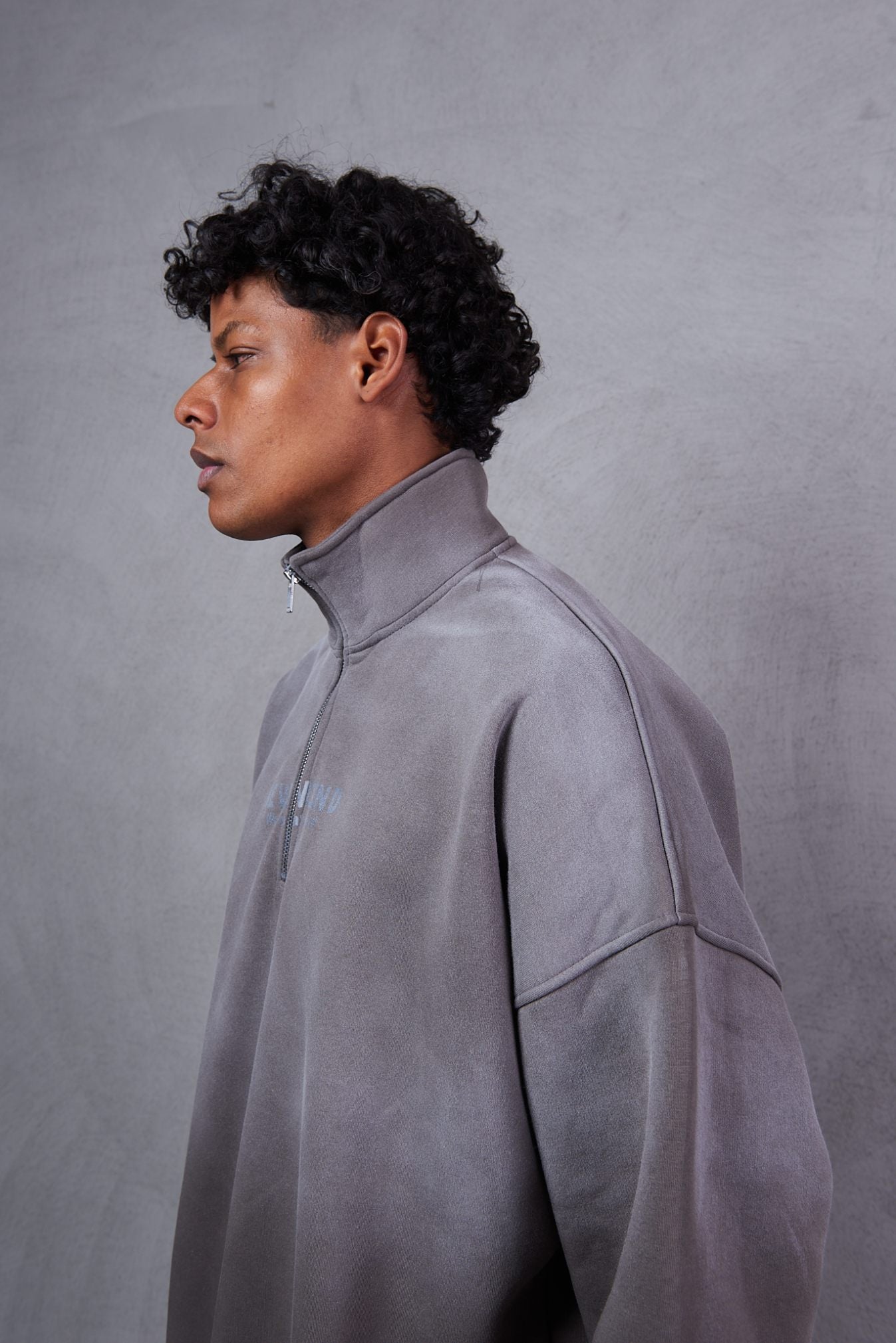 Alexander Wang Oversized Half-Zip Sweatshirt – Washed Asphalt / Black