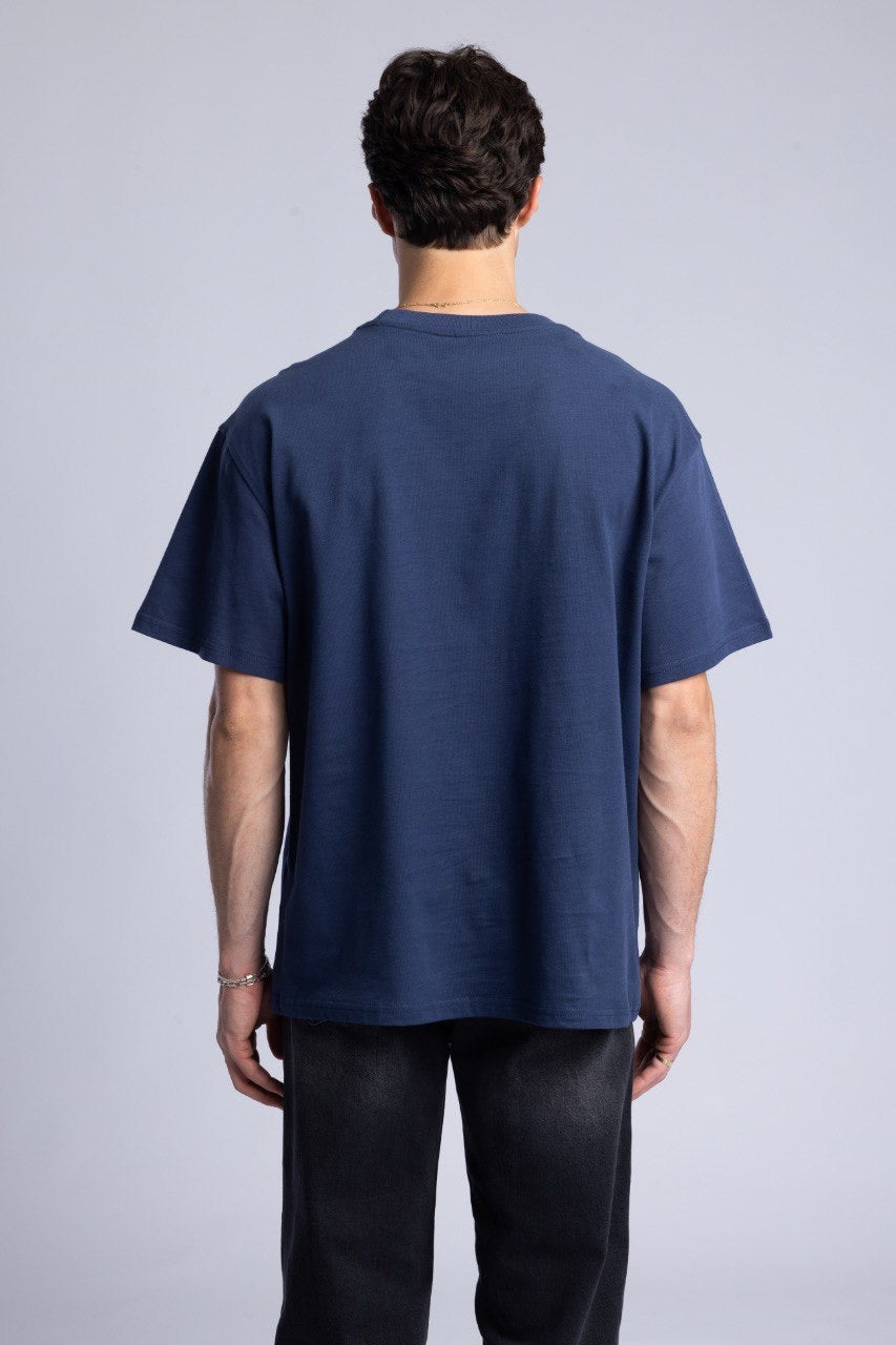 New York Graphic Tee in Navy with Flag Design