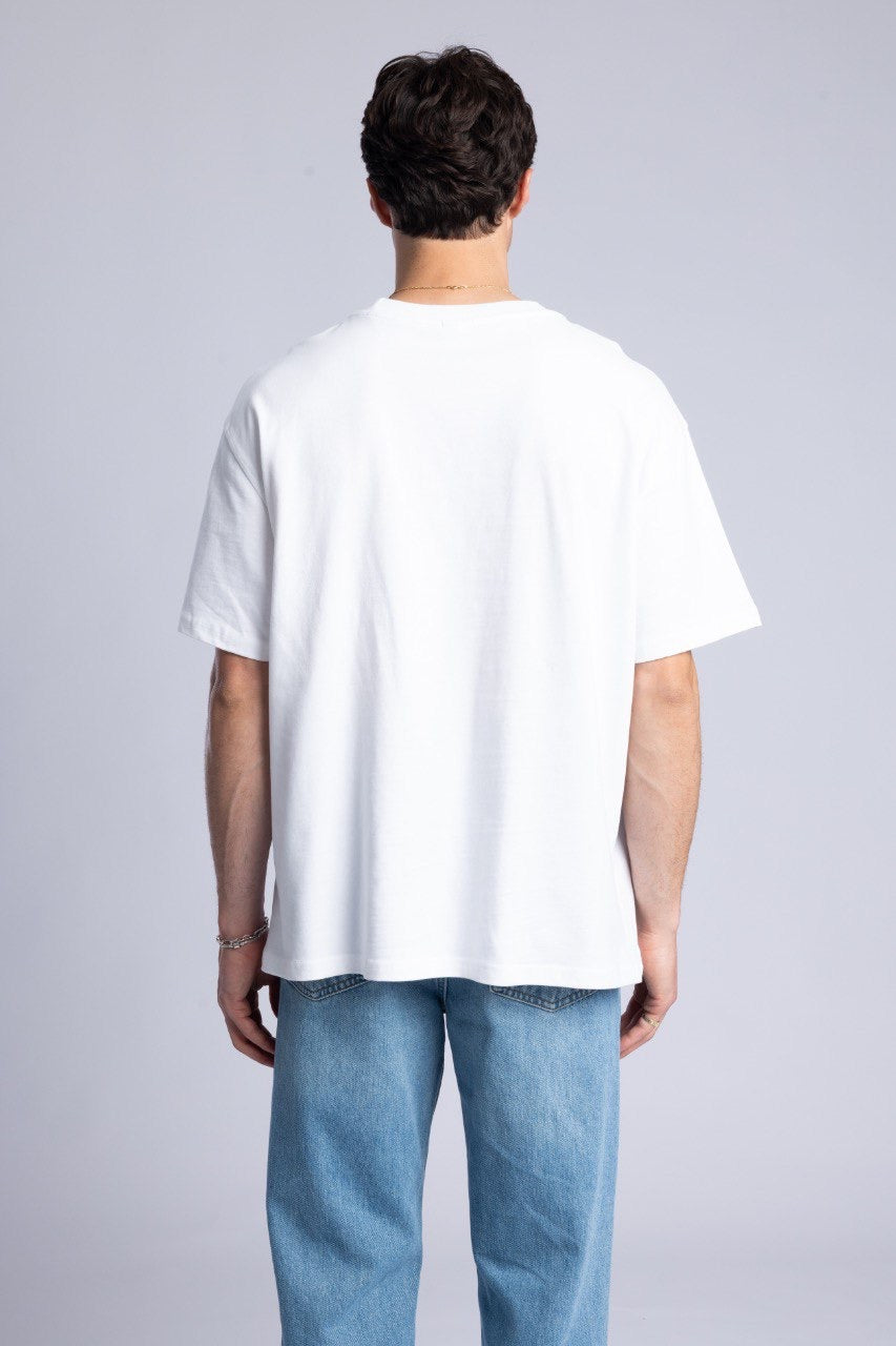 New York Graphic Tee in White with Flag Design