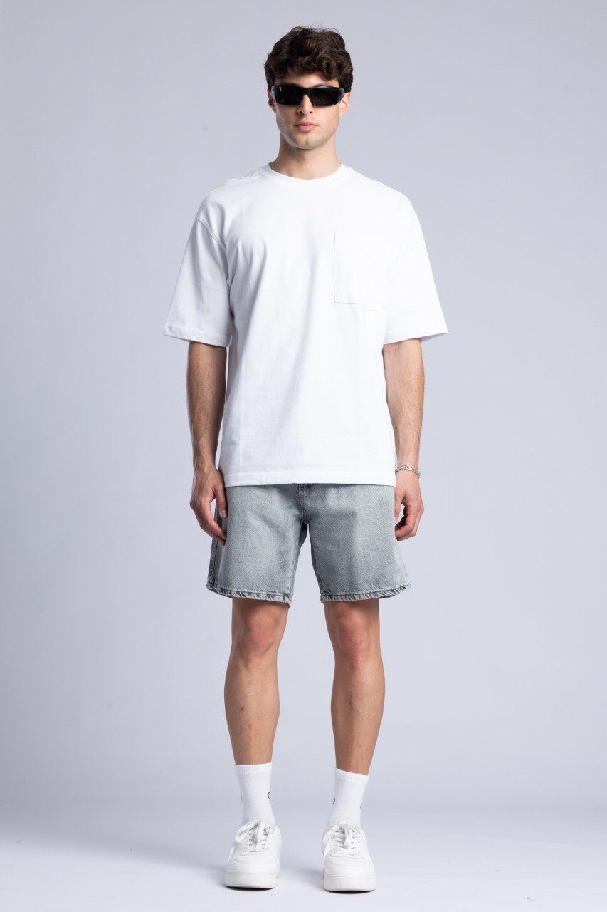 "White Pocket T-Shirt for Men - Casual & Comfortable
