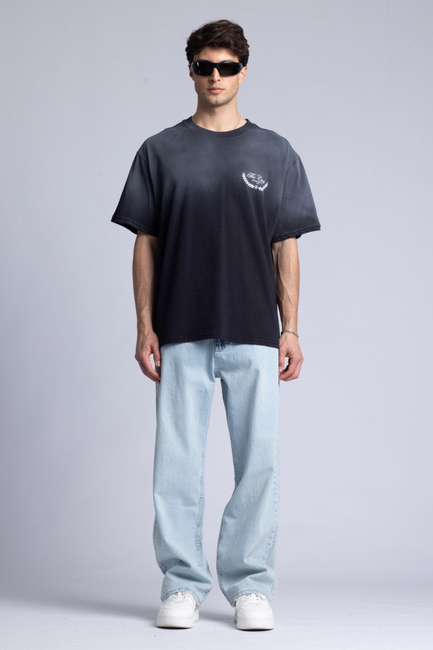 Black Ombre Tie-Dye Graphic T-Shirt for Men