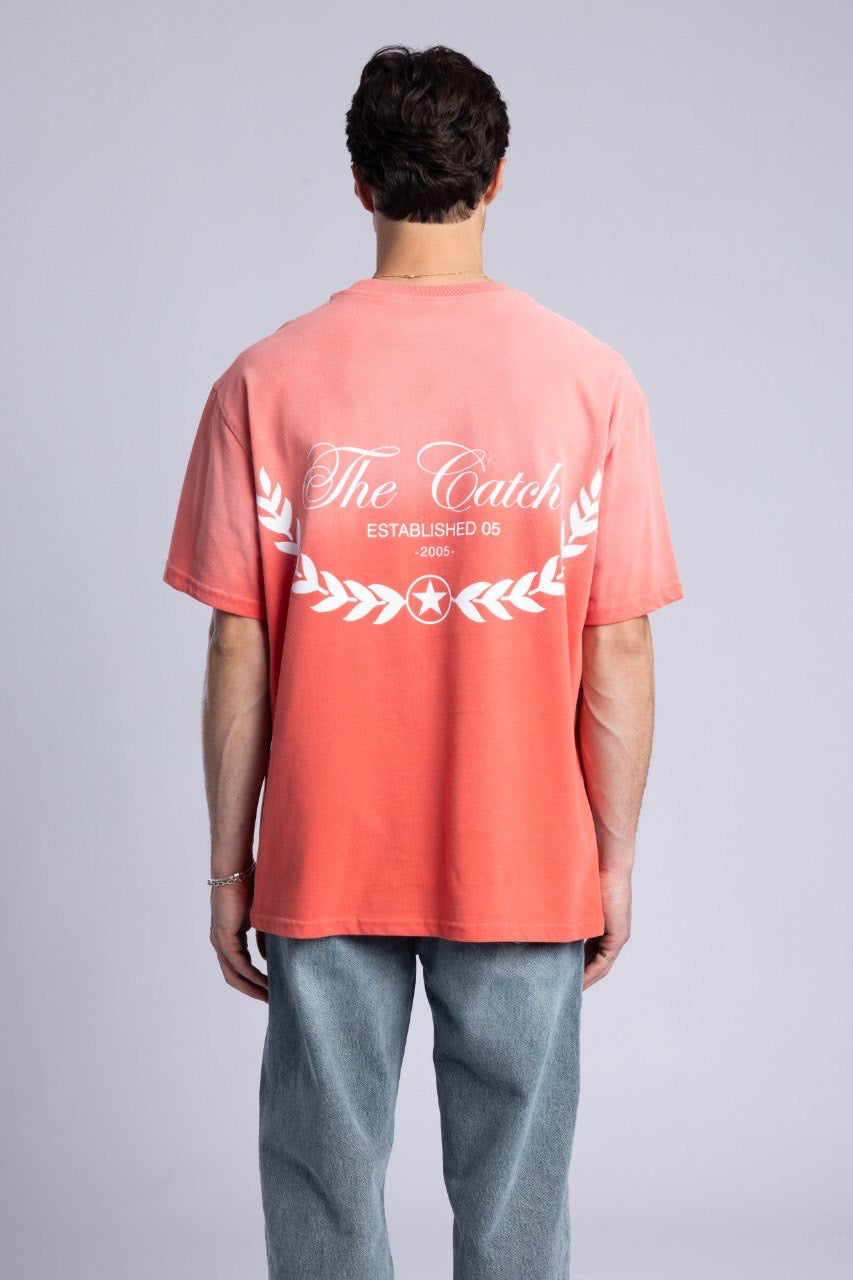 Coral Ombre Tie-Dye Graphic T-Shirt for Men