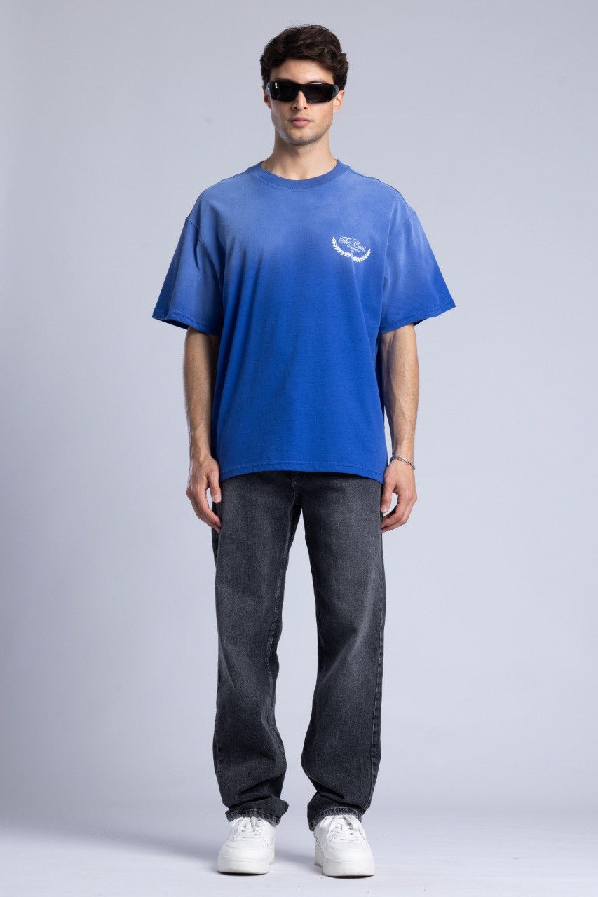 Men's Blue Ombre T-Shirt with Graphic Design