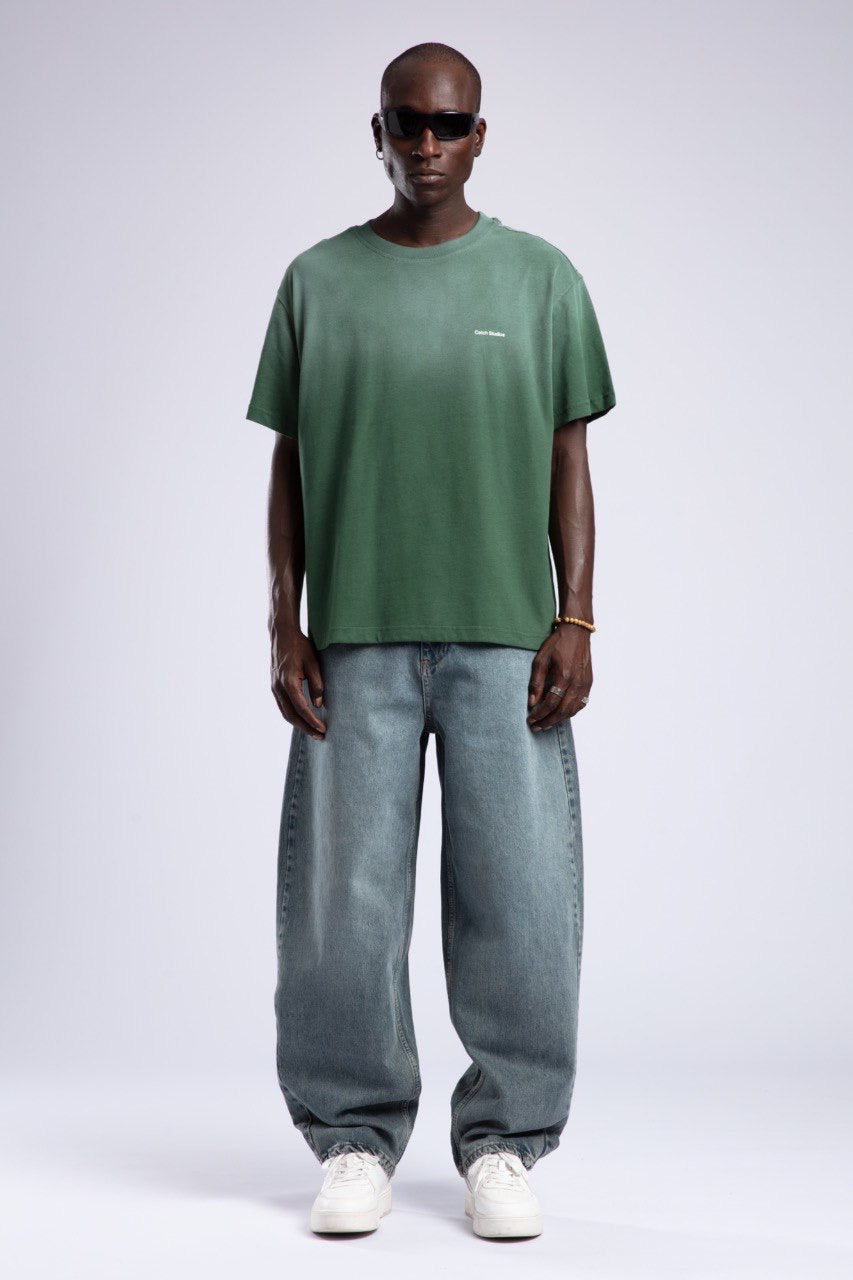 Men's Green Ombre T-Shirt with Logo Graphic