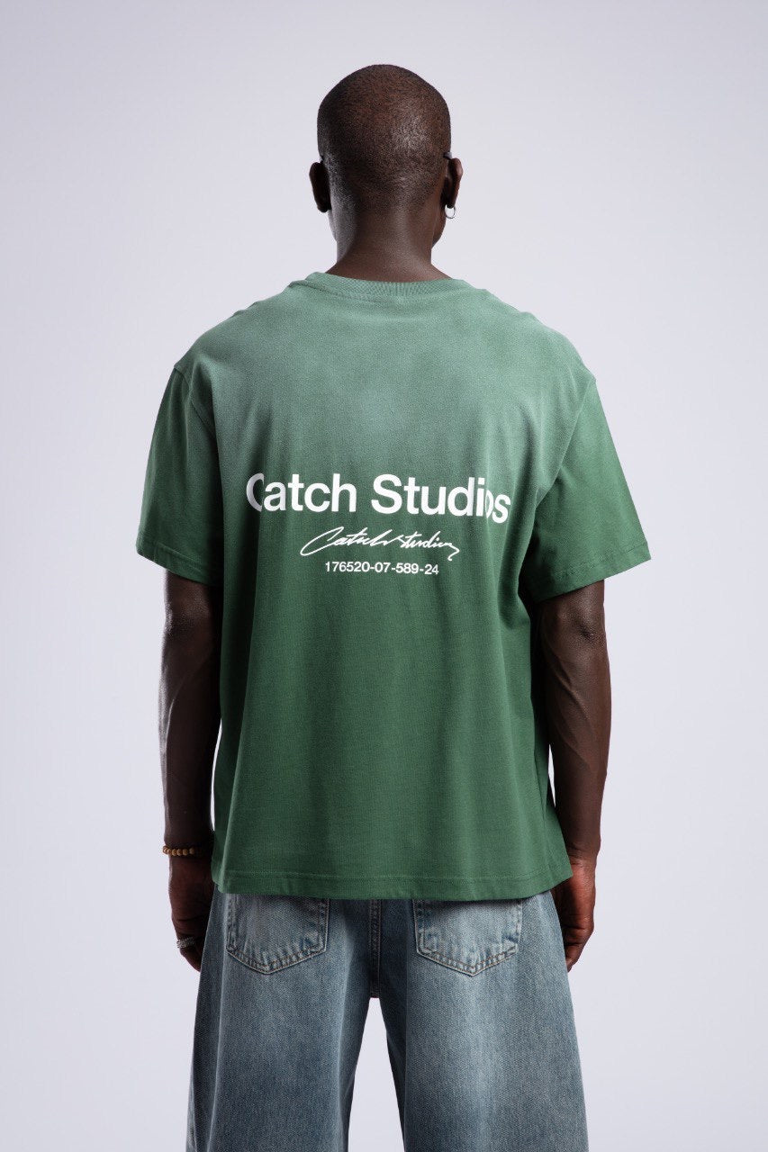 Men's Green Ombre T-Shirt with Logo Graphic