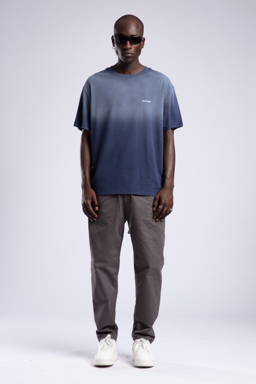 Men's Blue Ombre T-Shirt with Logo Graphic