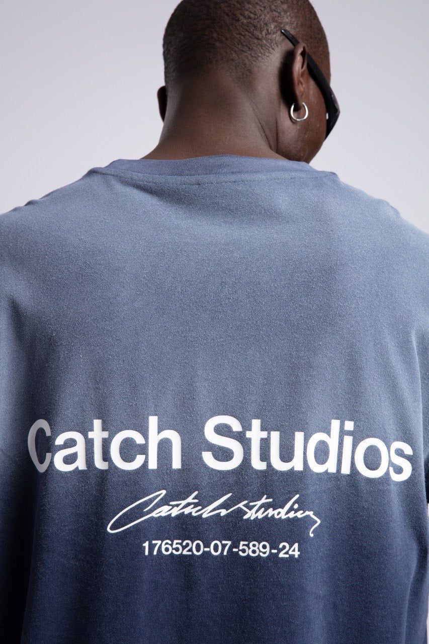Men's Blue Ombre T-Shirt with Logo Graphic