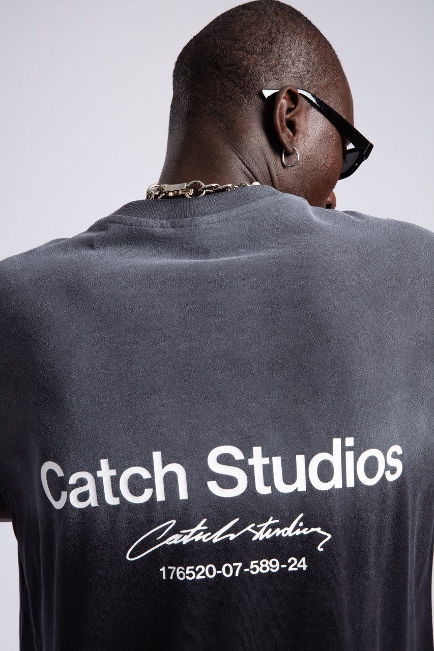 Men's Black Ombre T-Shirt with Logo Graphic