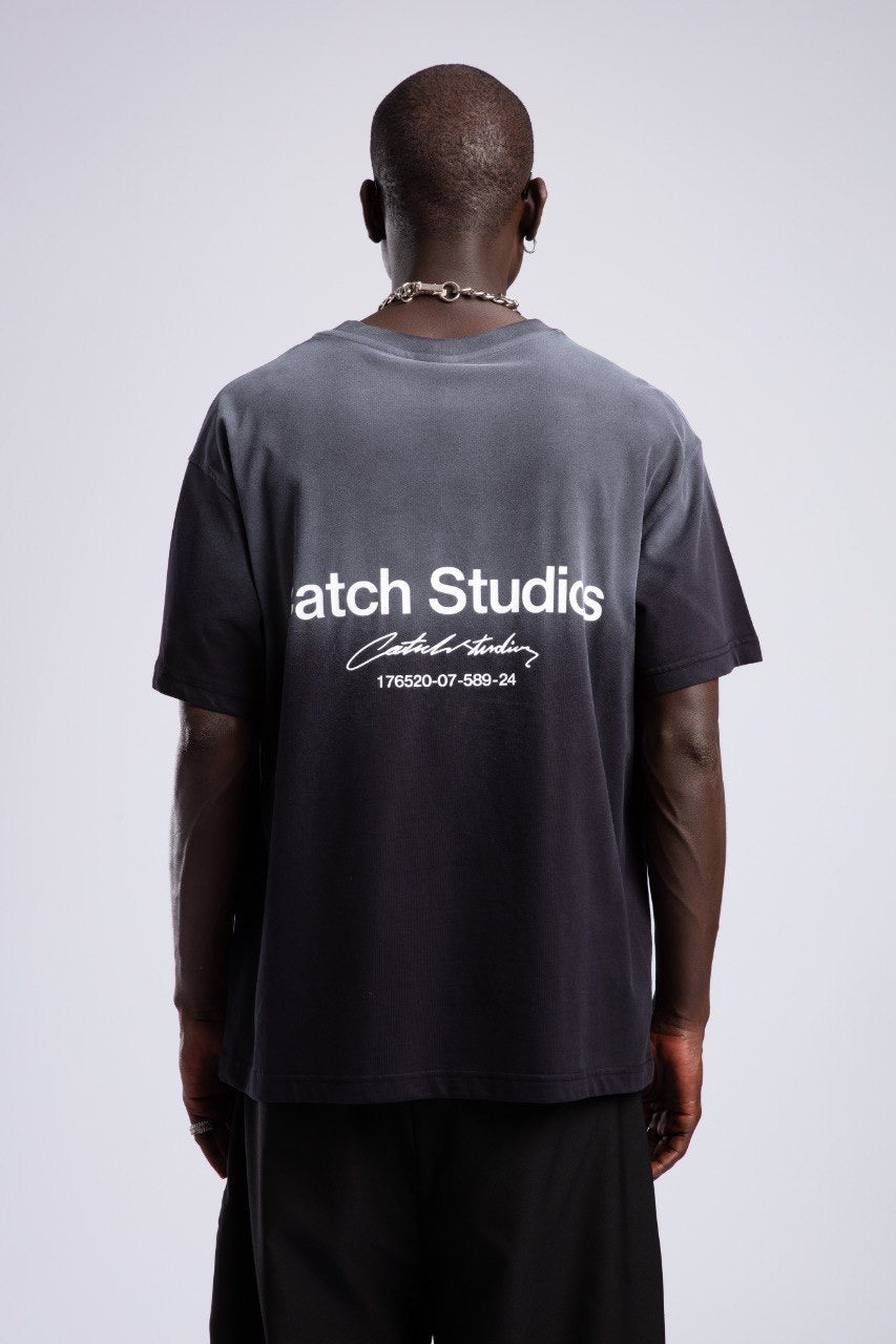 Men's Black Ombre T-Shirt with Logo Graphic