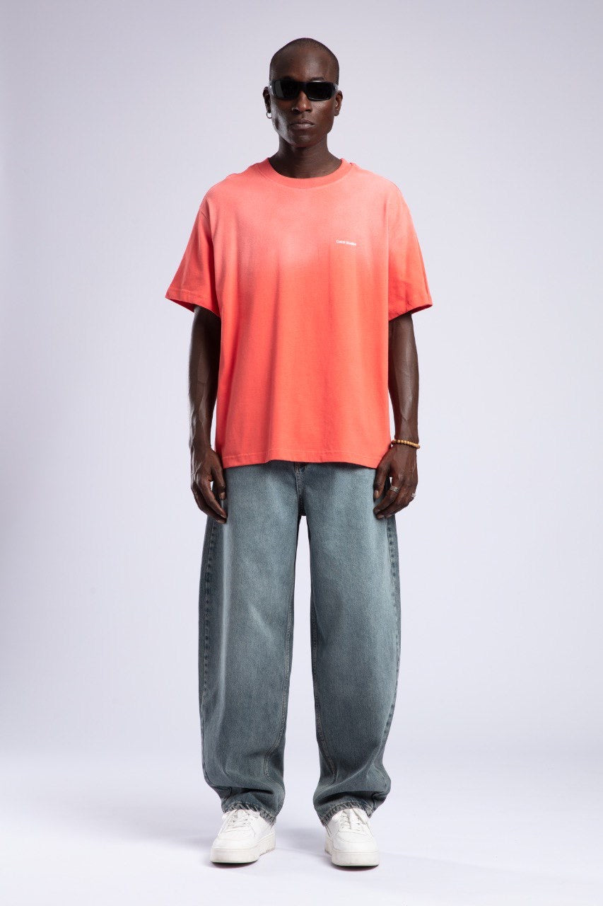 Men's Coral Ombre T-Shirt with Logo Graphic