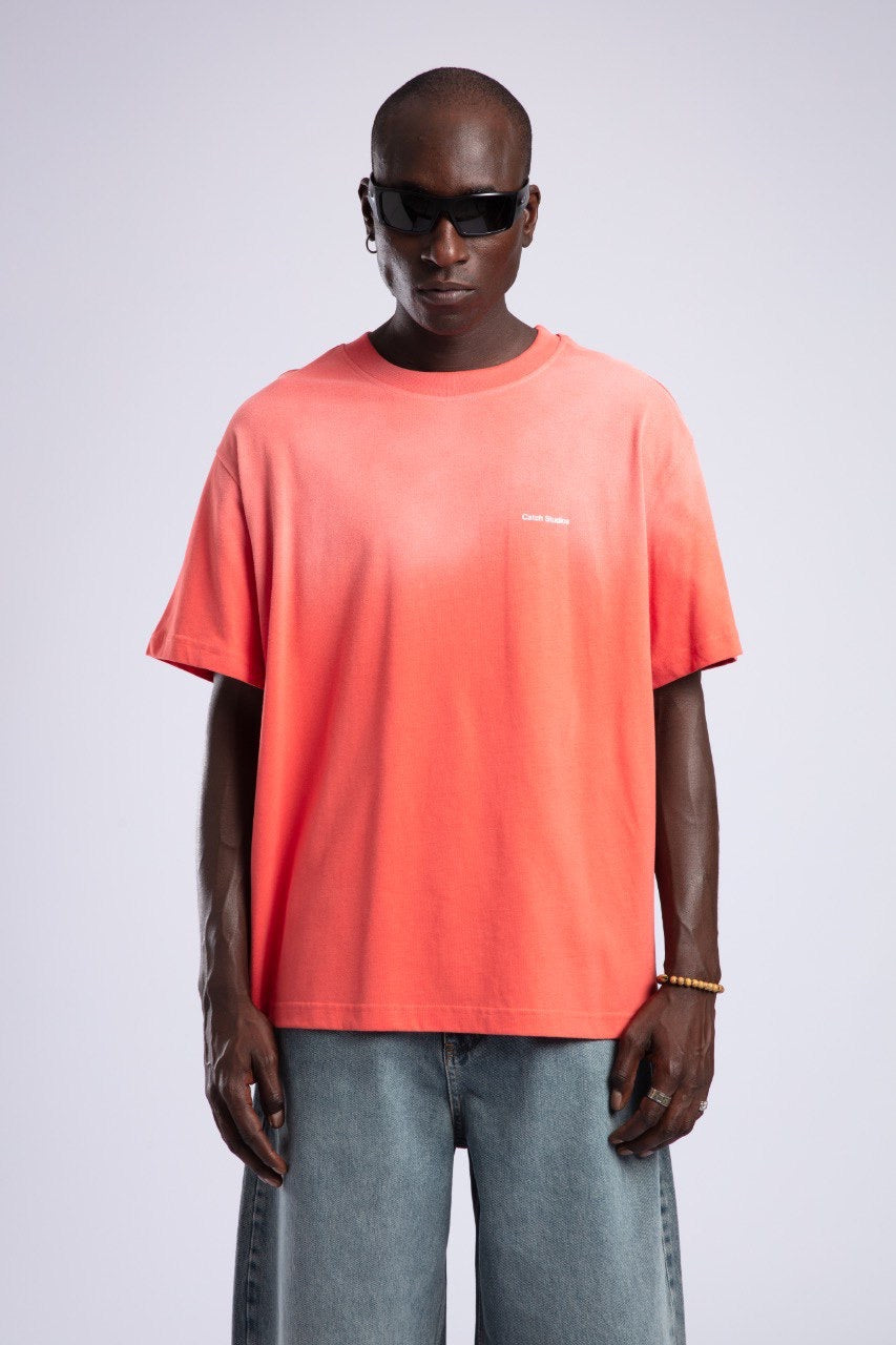 Men's Coral Ombre T-Shirt with Logo Graphic