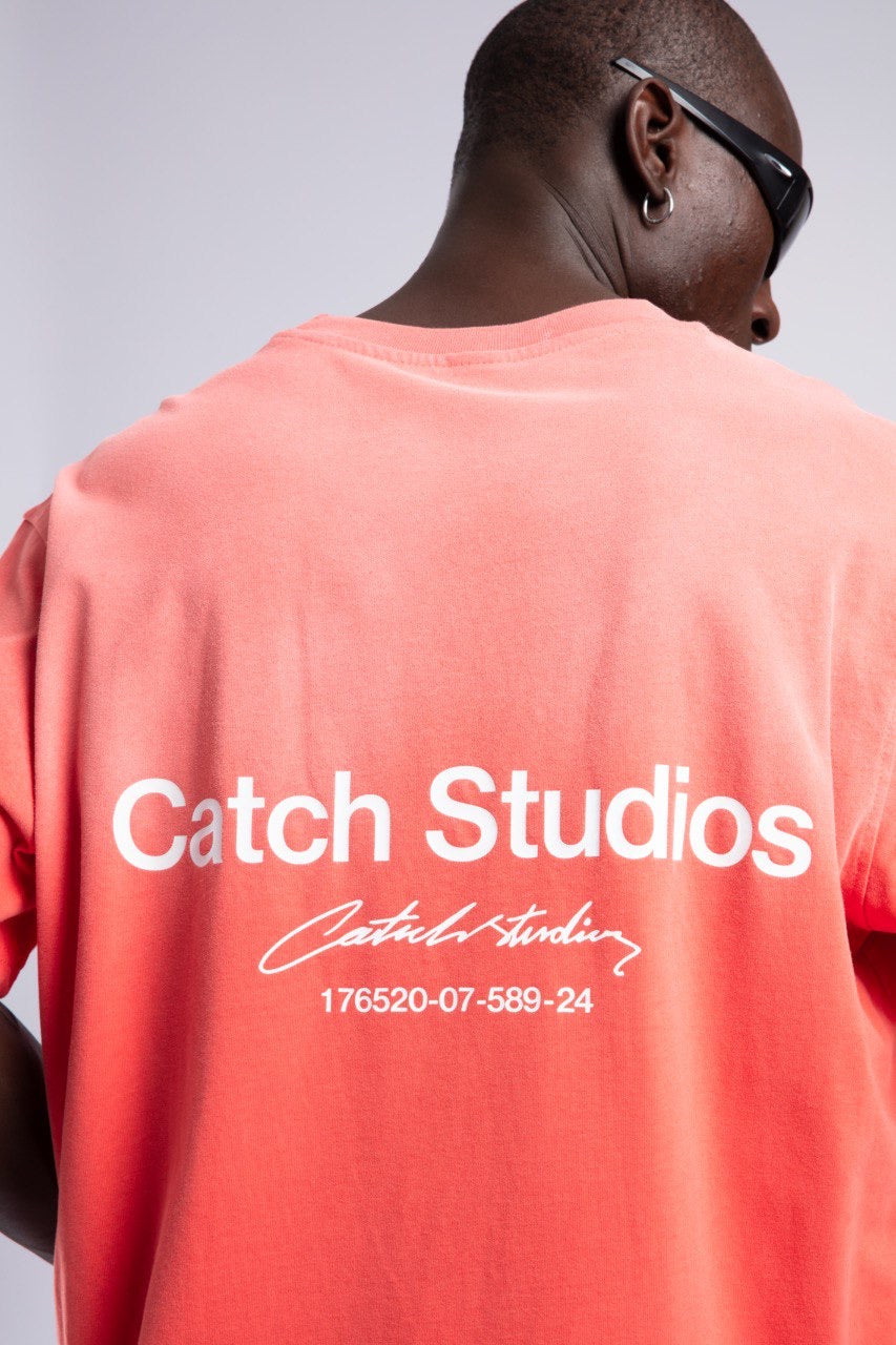 Men's Coral Ombre T-Shirt with Logo Graphic