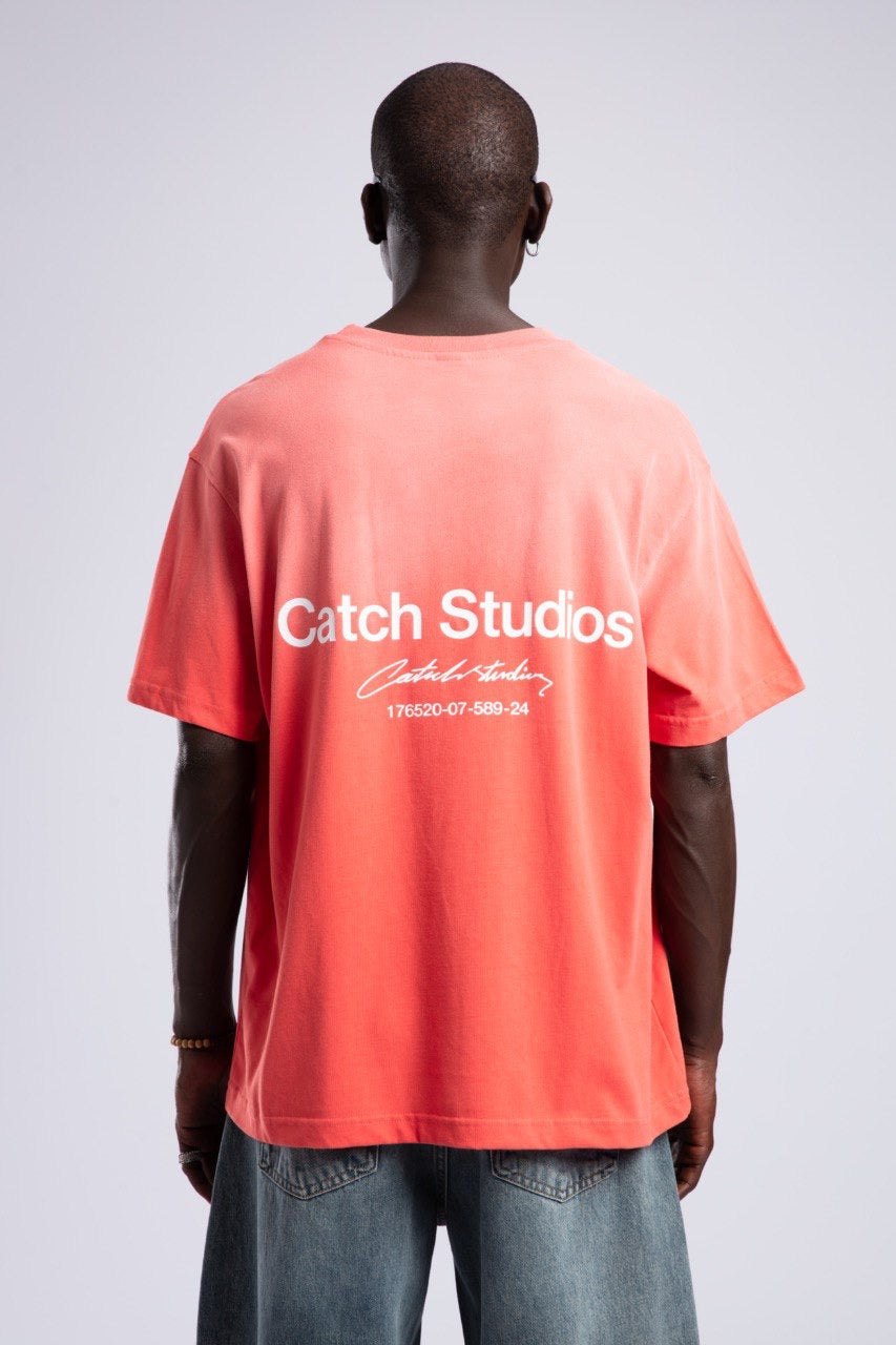 Men's Coral Ombre T-Shirt with Logo Graphic