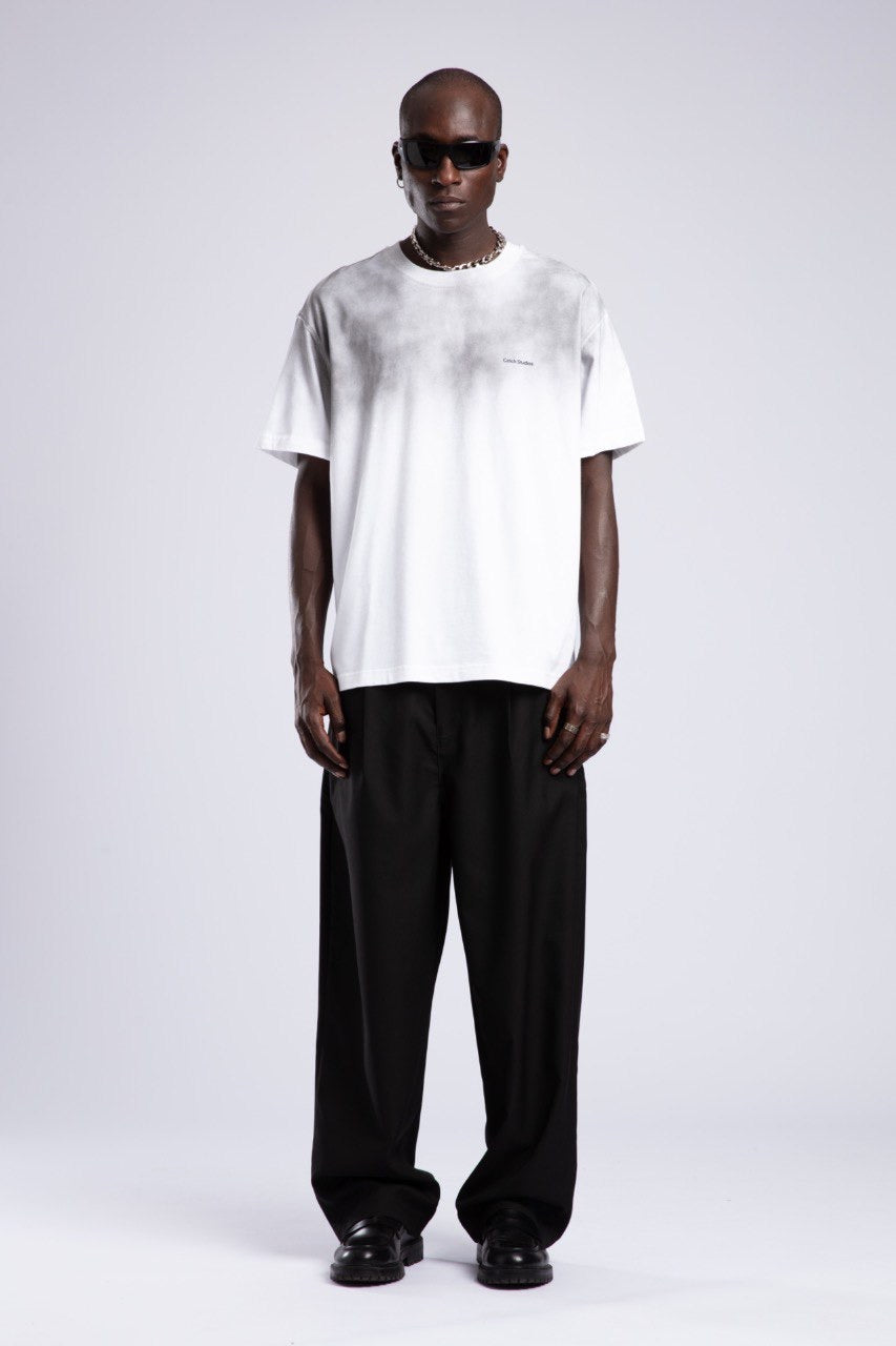 Men's White Ombre T-Shirt with Logo Graphic