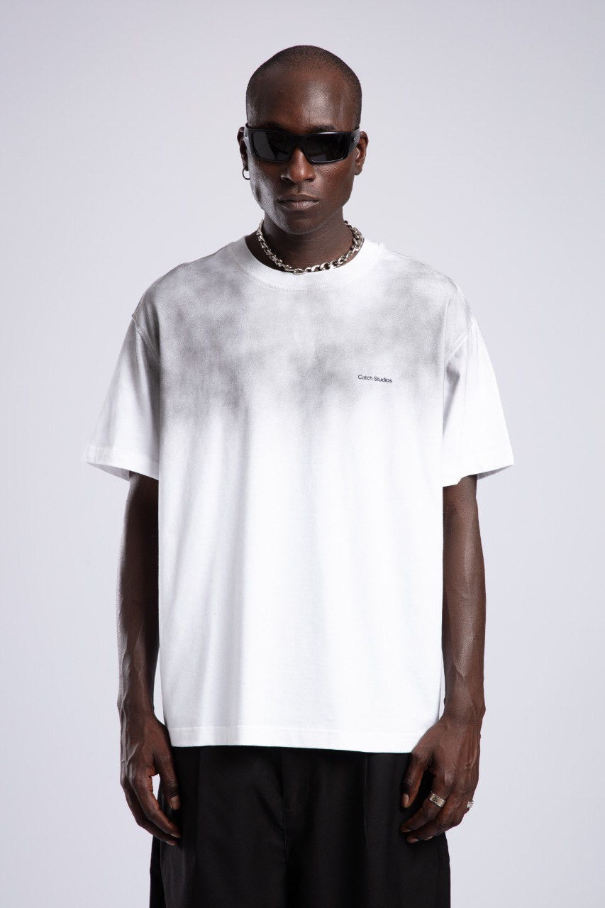 Men's White Ombre T-Shirt with Logo Graphic