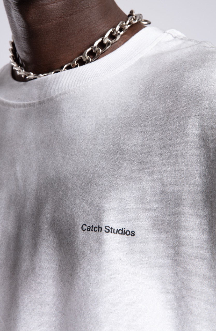 Men's White Ombre T-Shirt with Logo Graphic