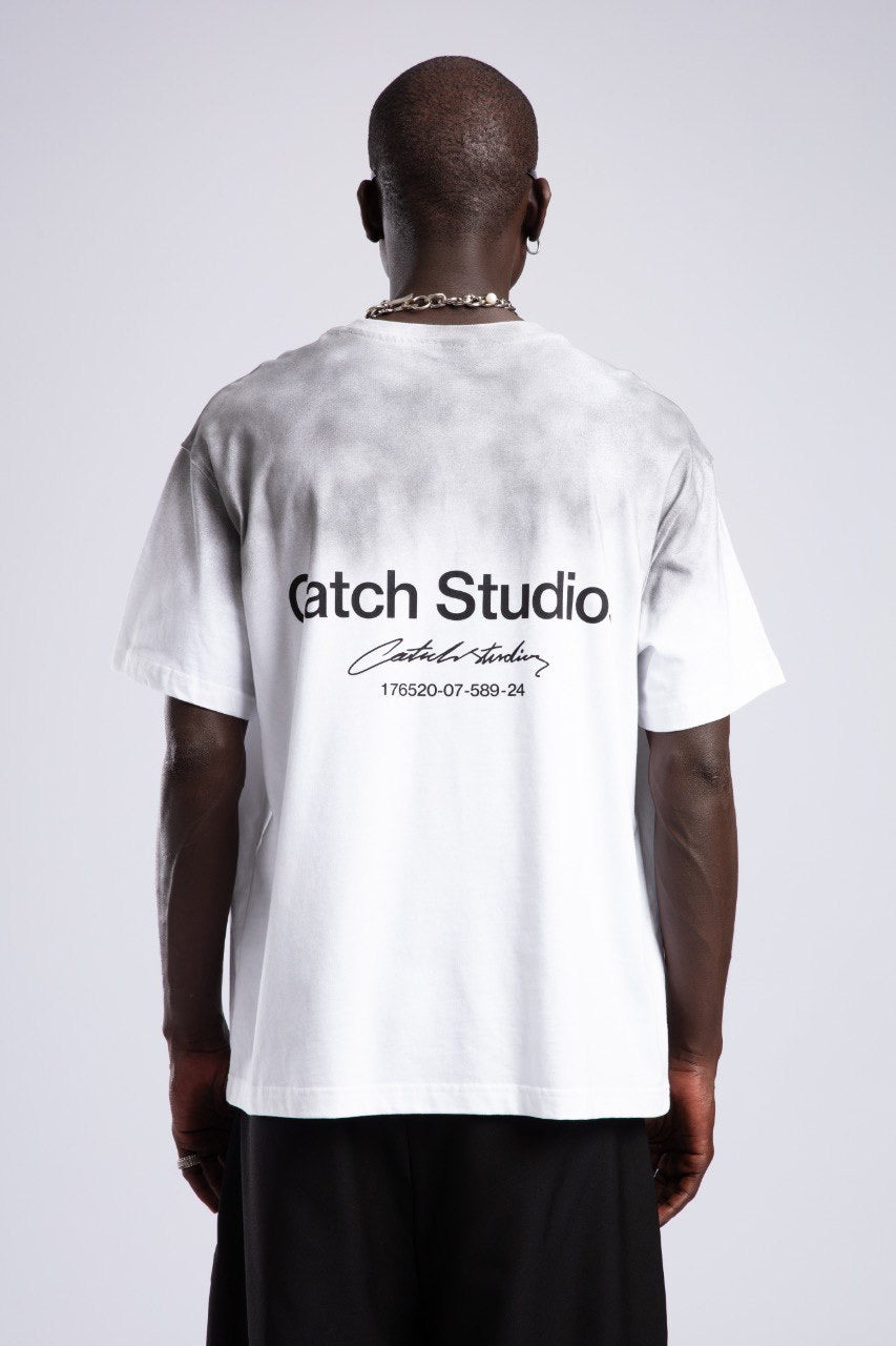 Men's White Ombre T-Shirt with Logo Graphic