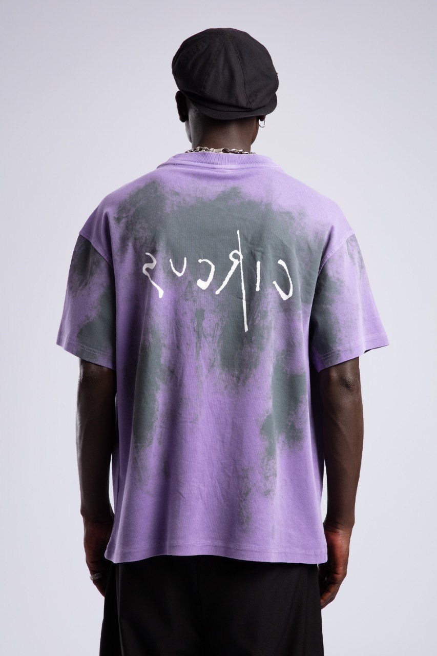 Purple Graphic Streetwear Tee – Circle Print Back