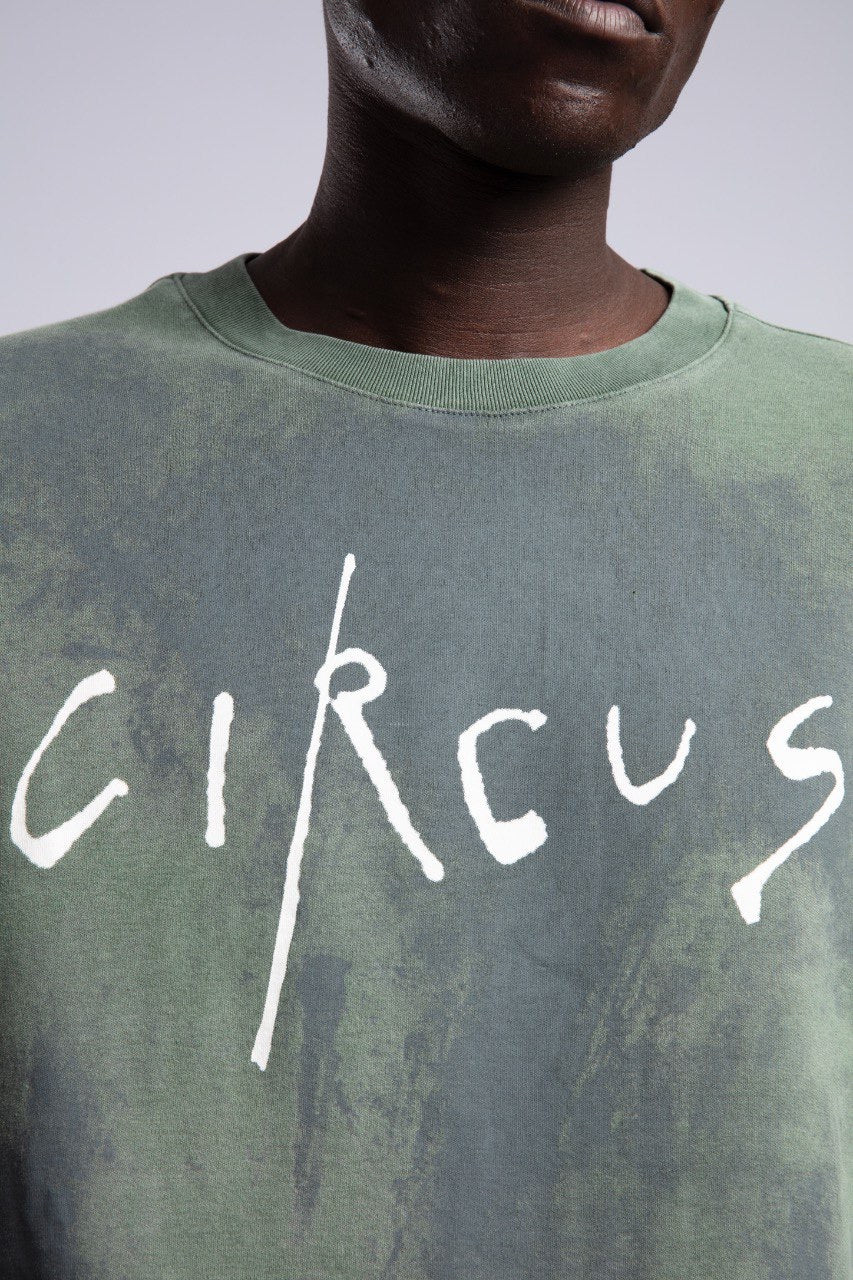 Oversized Circus Graphic Tee in Washed Green