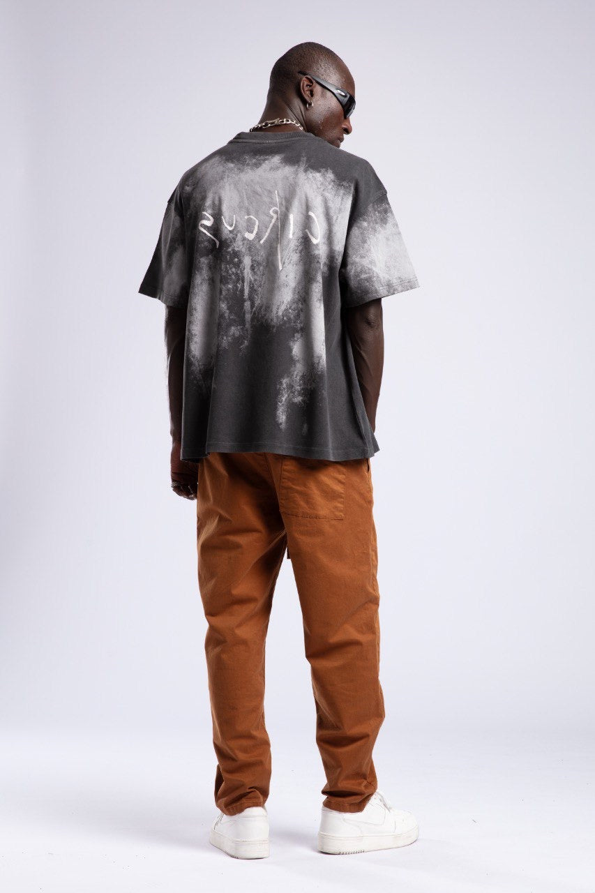 Black Tie-Dye Circus Tee with Back Graphic