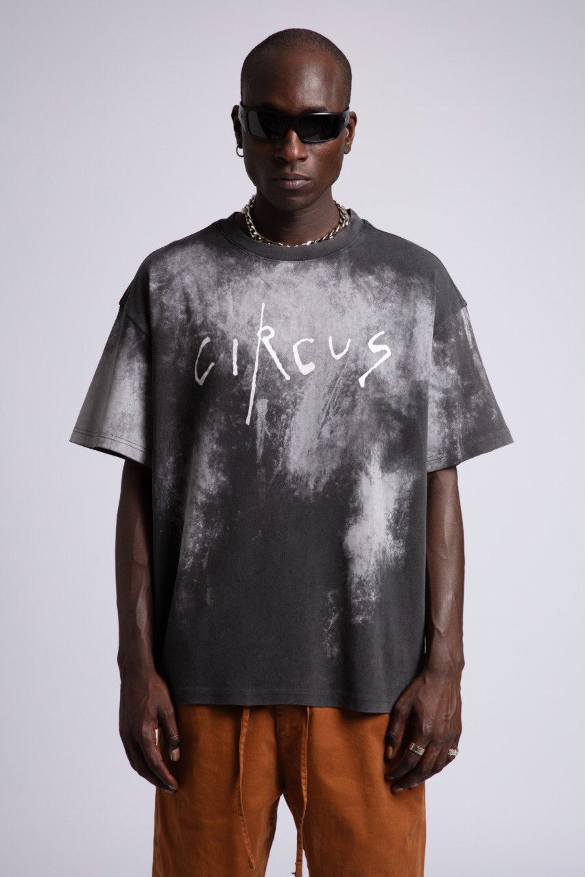 Black Tie-Dye Circus Tee with Back Graphic