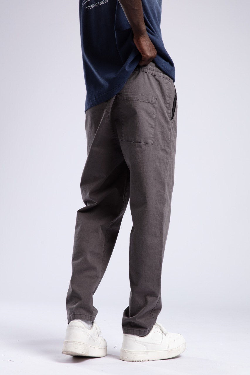 Charcoal Gray Cotton Relaxed Drawstring Pants