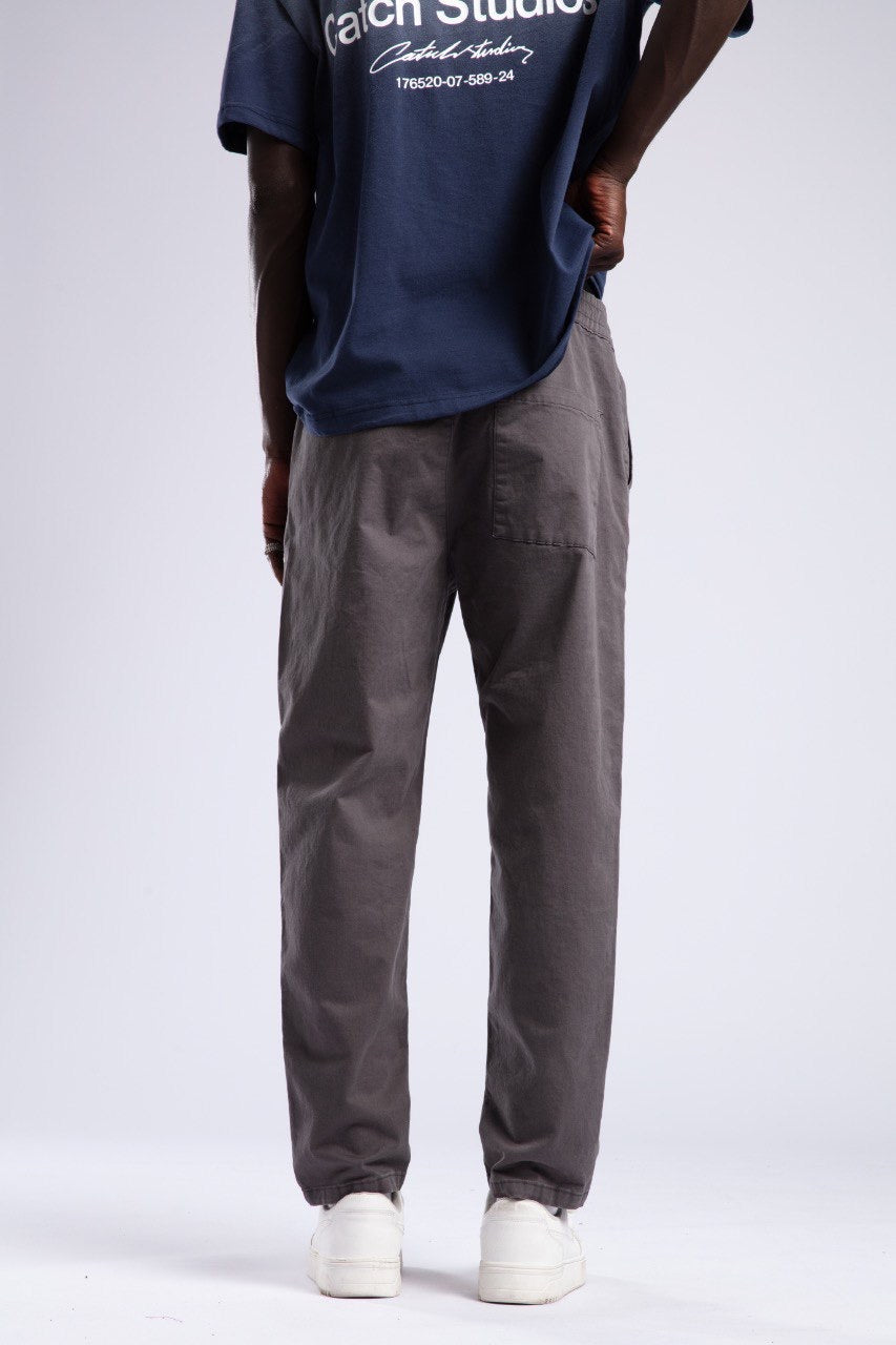 Charcoal Gray Cotton Relaxed Drawstring Pants